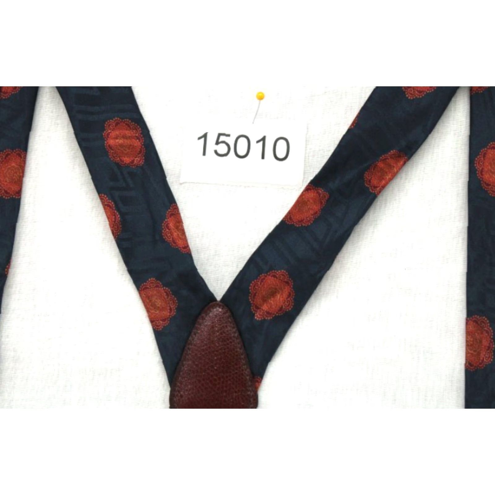 Vintage Vintage CAS Germany Suspenders Silk Blue Gold Madallions Gold Tone Hardware Size ONE SIZE - 6 Thumbnail