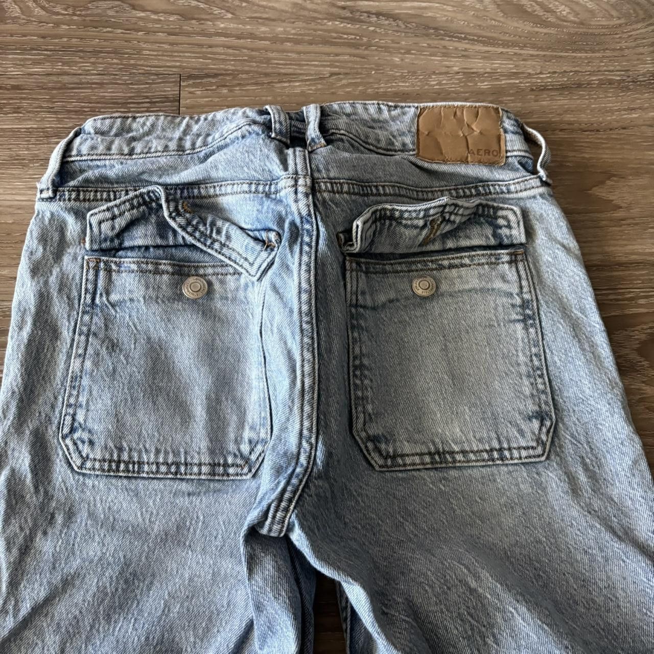 Aeropostale Crazy Vintage Y2K/2000s Aeropostale Mid Rise Flare Cargo Denim Jeans! Size 27" / US 4 / IT 40 - 5 Thumbnail