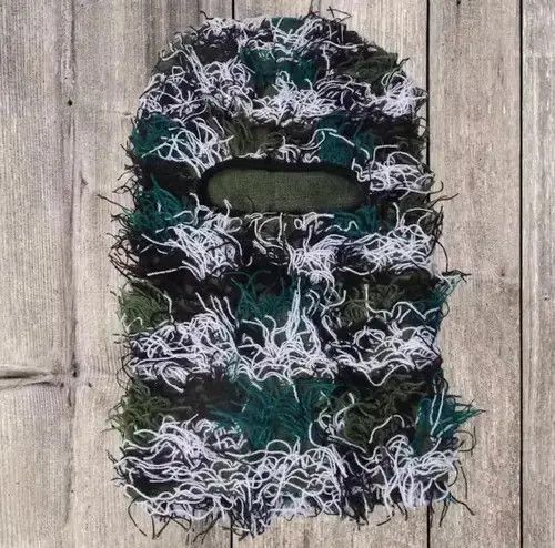 VIBE Handmade Knitted Distressed Balaclava Face Mask Size ONE SIZE - 8 Thumbnail