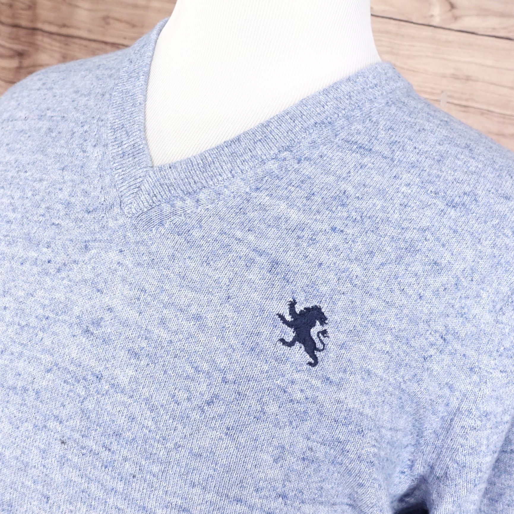 Express EXPRESS Cotton Pullover V-Neck Sweater Mens Large Blue Regular Fit Size US L / EU 52-54 / 3 - 2 Thumbnail
