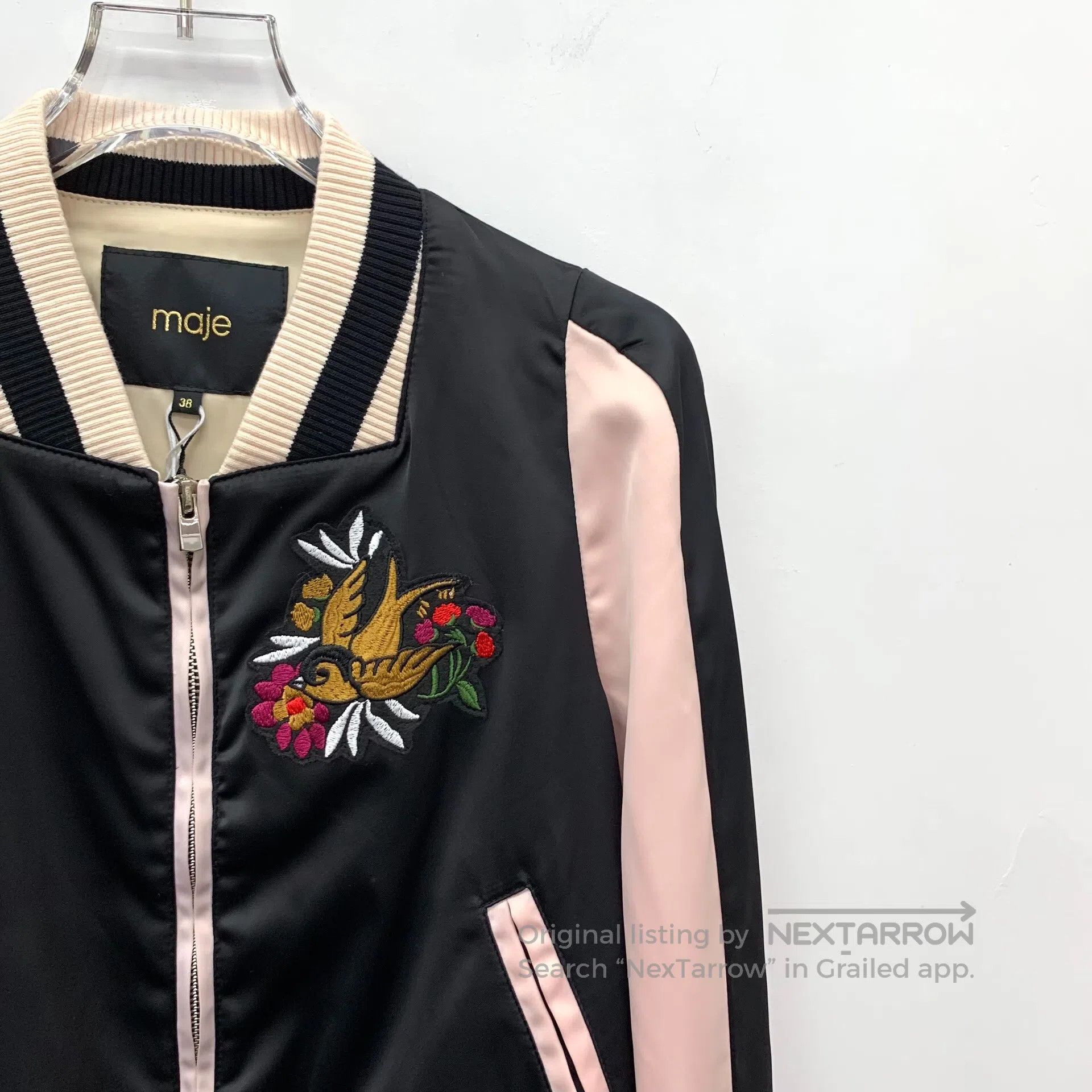 Maje maje Contrast Small Bird Floral Embroidered Stand Collar Z Size XS / US 0-2 / IT 36-38 - 3 Thumbnail
