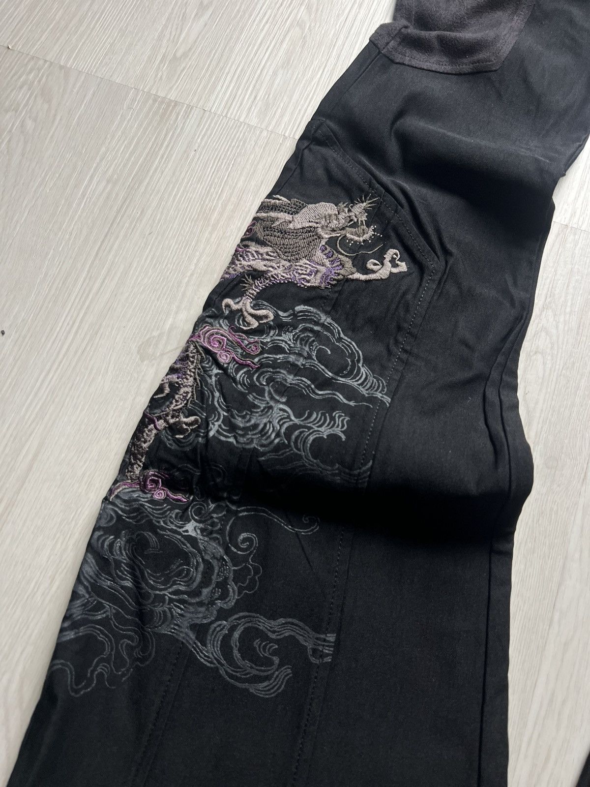 Seditionaries Ozz On Bondage Tribal Embroidered Dragon Flared Pants Size US 28 / EU 44 - 3 Thumbnail