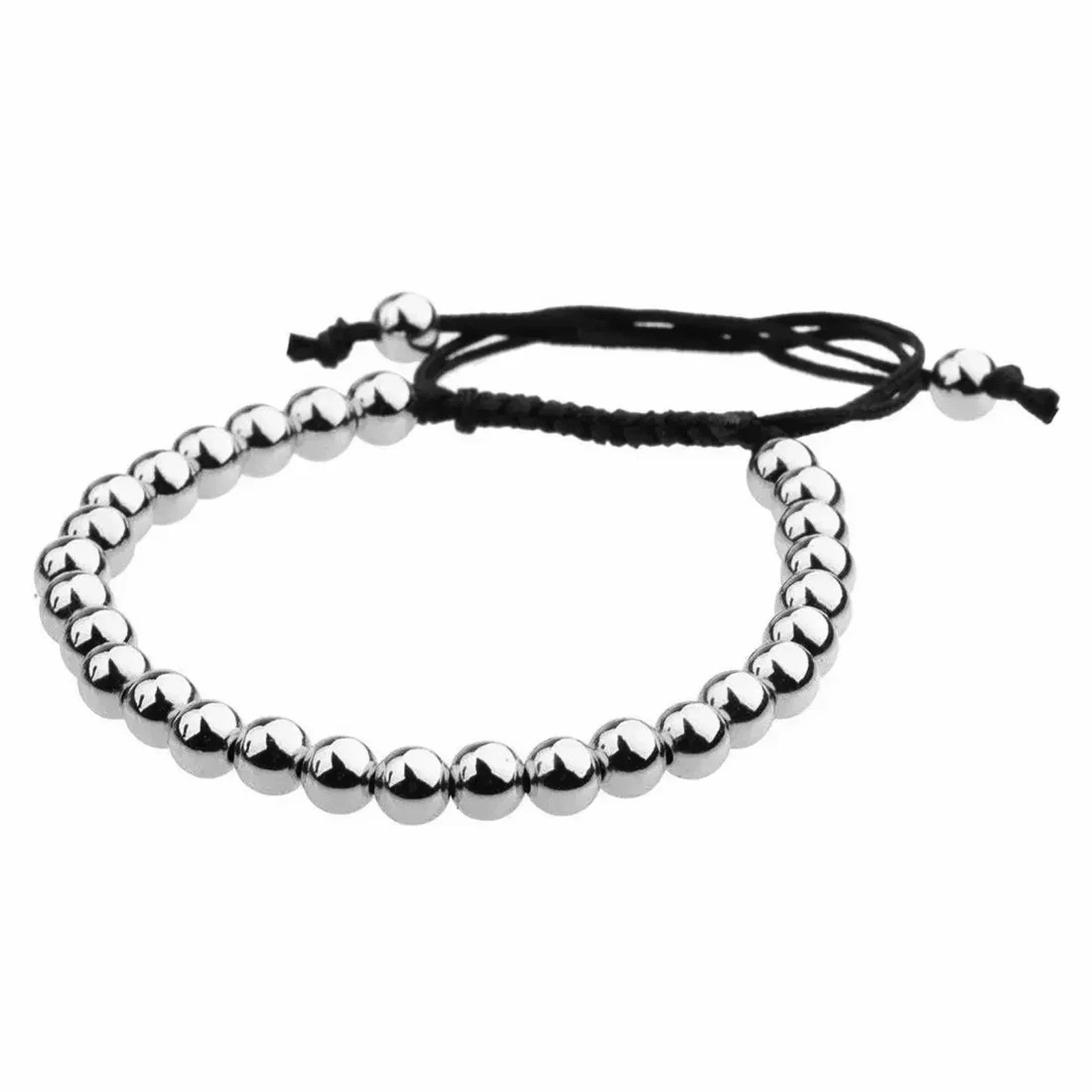 Jewelry Bracelet - Platinum Bead 6Mm in Silver, Men's