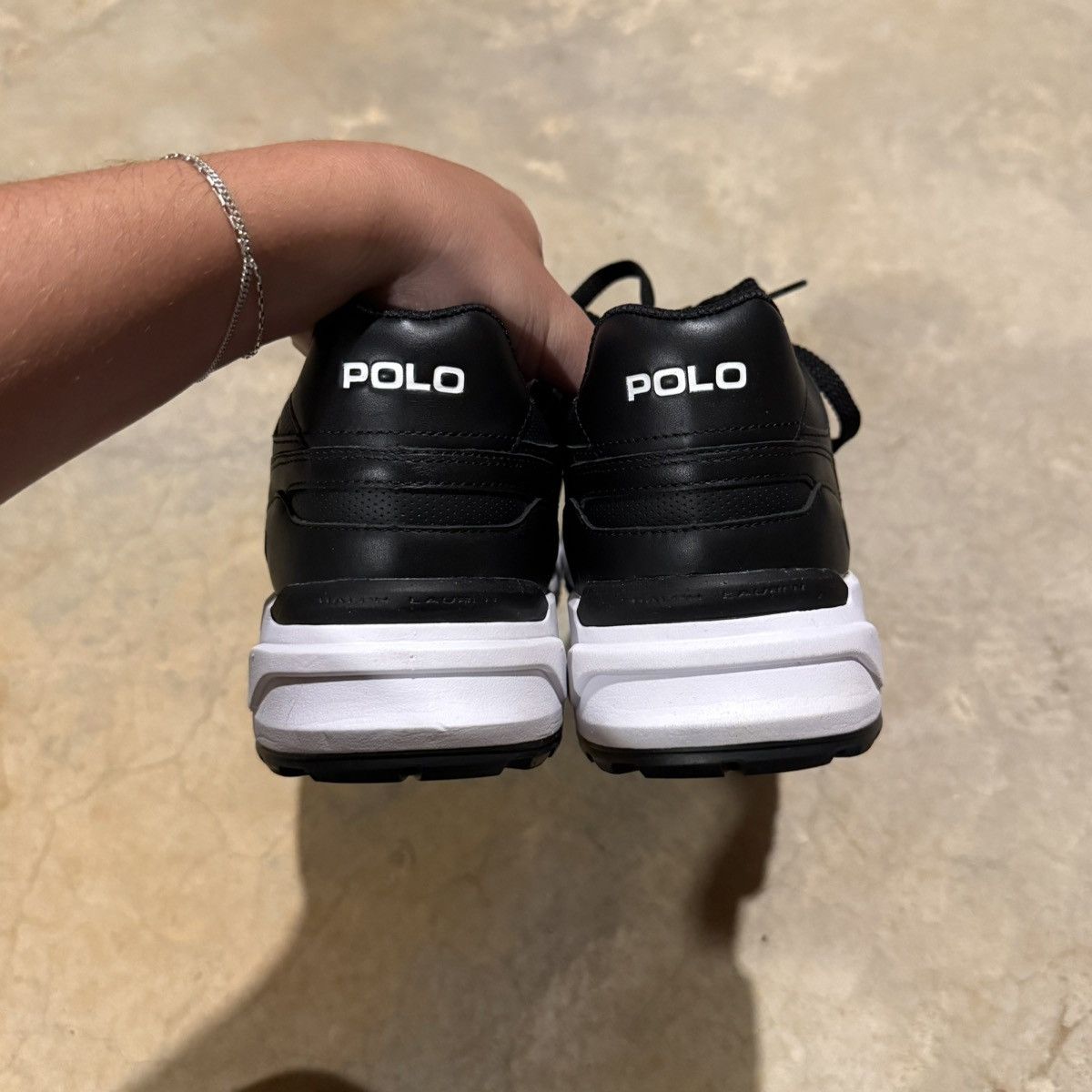 Polo Ralph Lauren Polo Ralph Lauren Pony Black Leather Jogger Sneakers US 10.5 Size US 10.5 / EU 43-44 - 6 Thumbnail