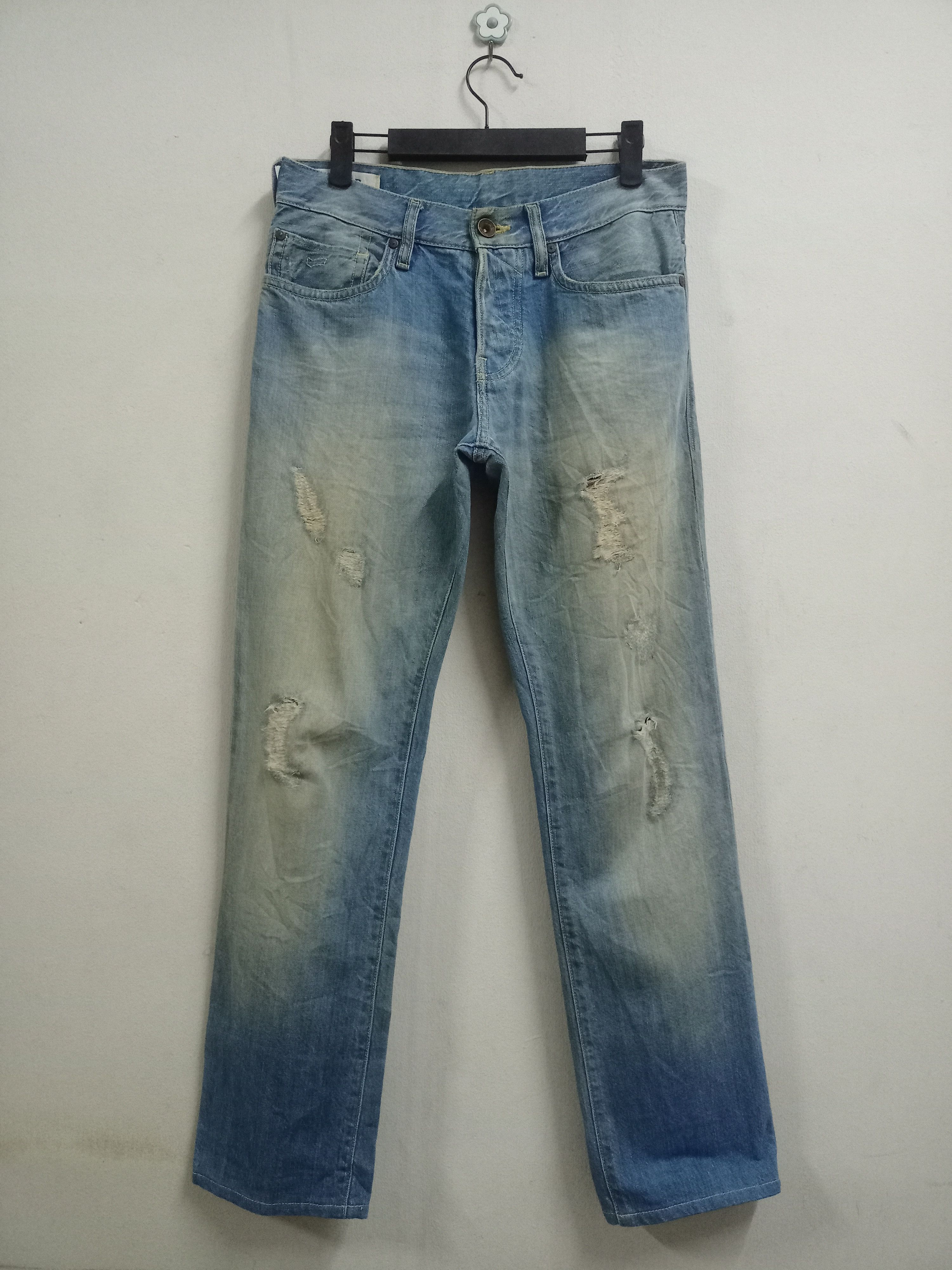 image of 1990X Clothing x Gas Vintage Gas Blue Wash Distressed Style Jeans 31X29, Men's