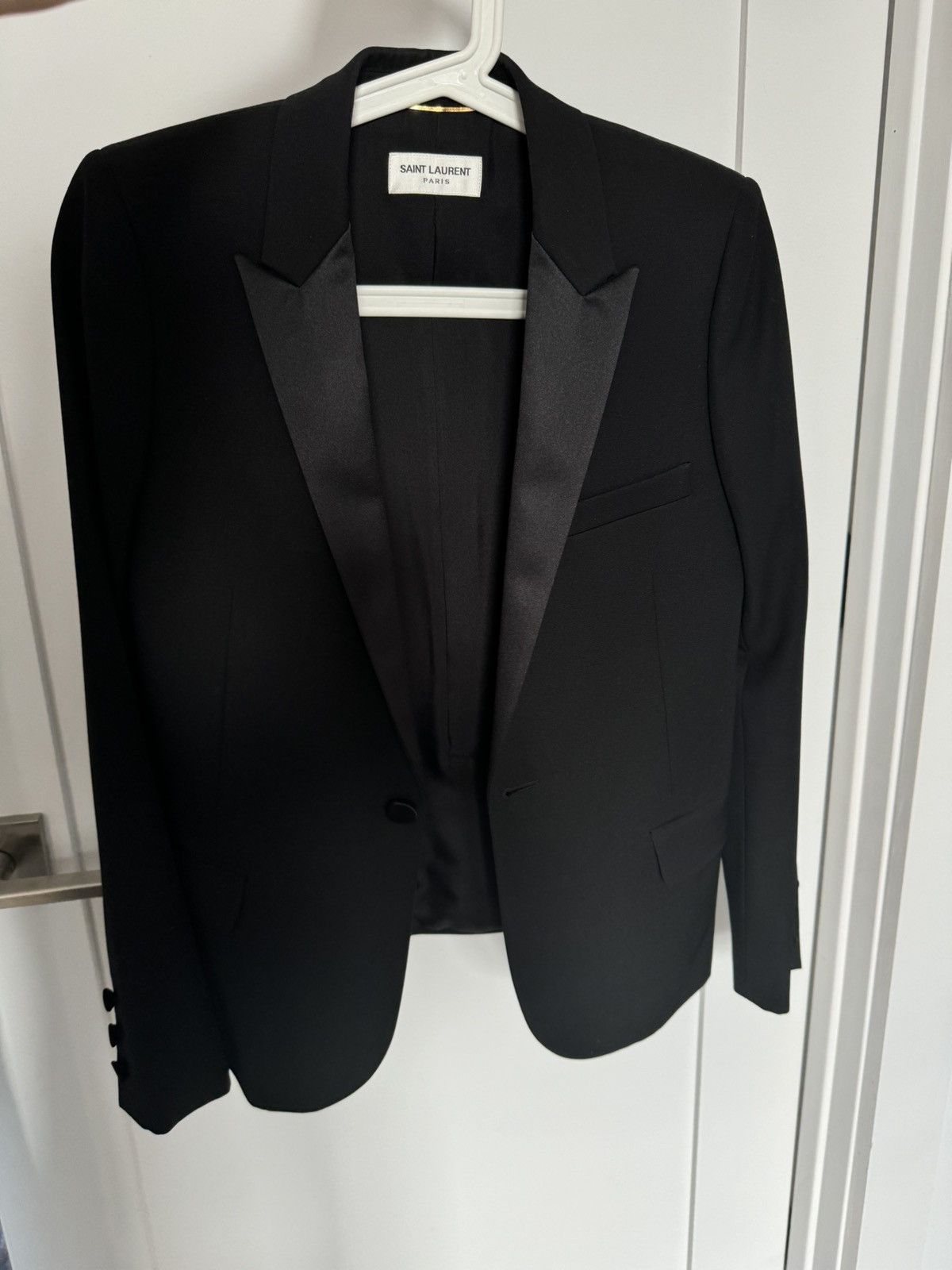 image of Saint Laurent Paris Saint Laurent Tuxedo Blazer in Black, Women's (Size XS)