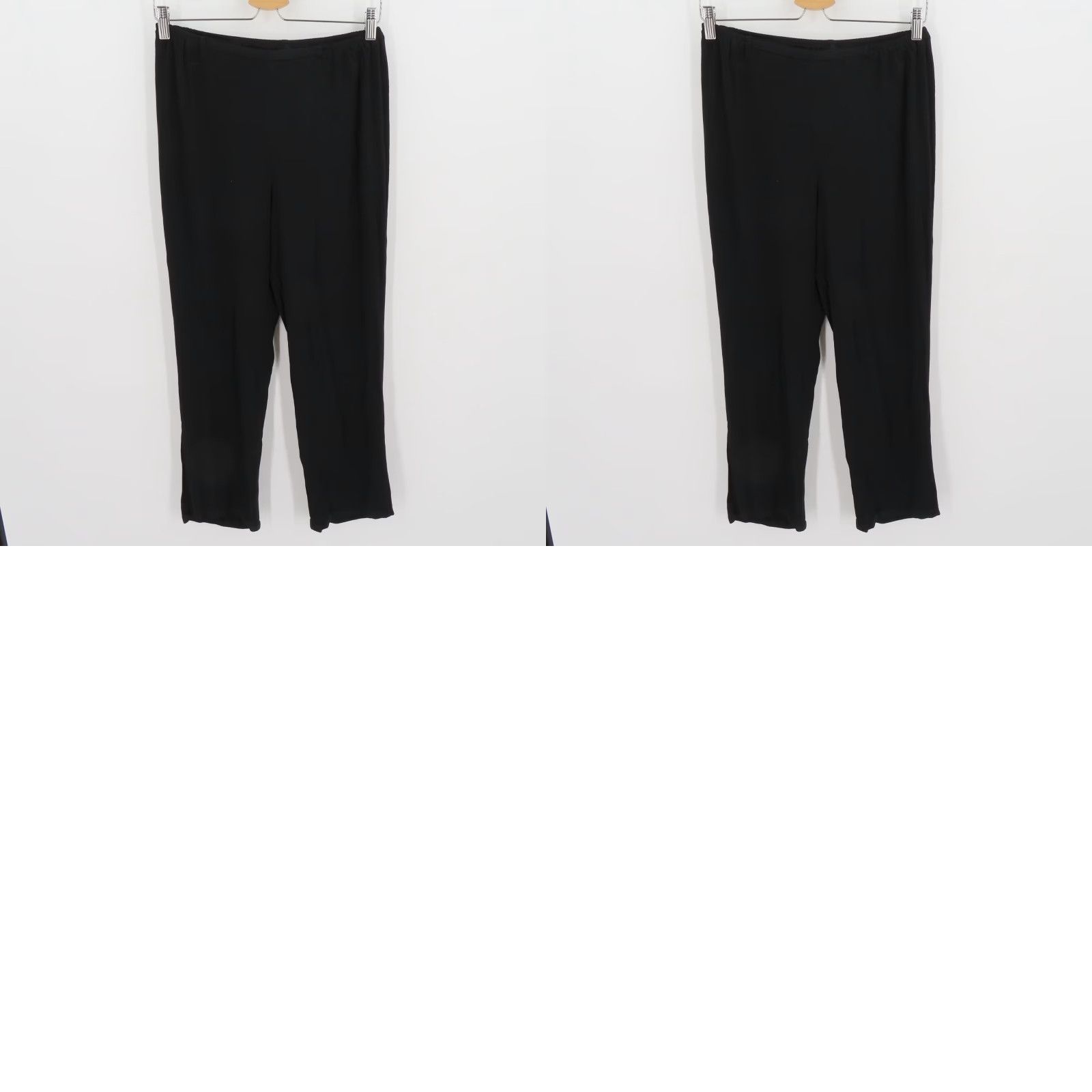 Vintage Citron Santa Monica Pants Womens PM Black Rayon Stretch Waist Flat Front High Rise Ankle Petite Medium Relaxed Casual Vintage No Size 32" / US 10 / IT 46 - 8 Thumbnail