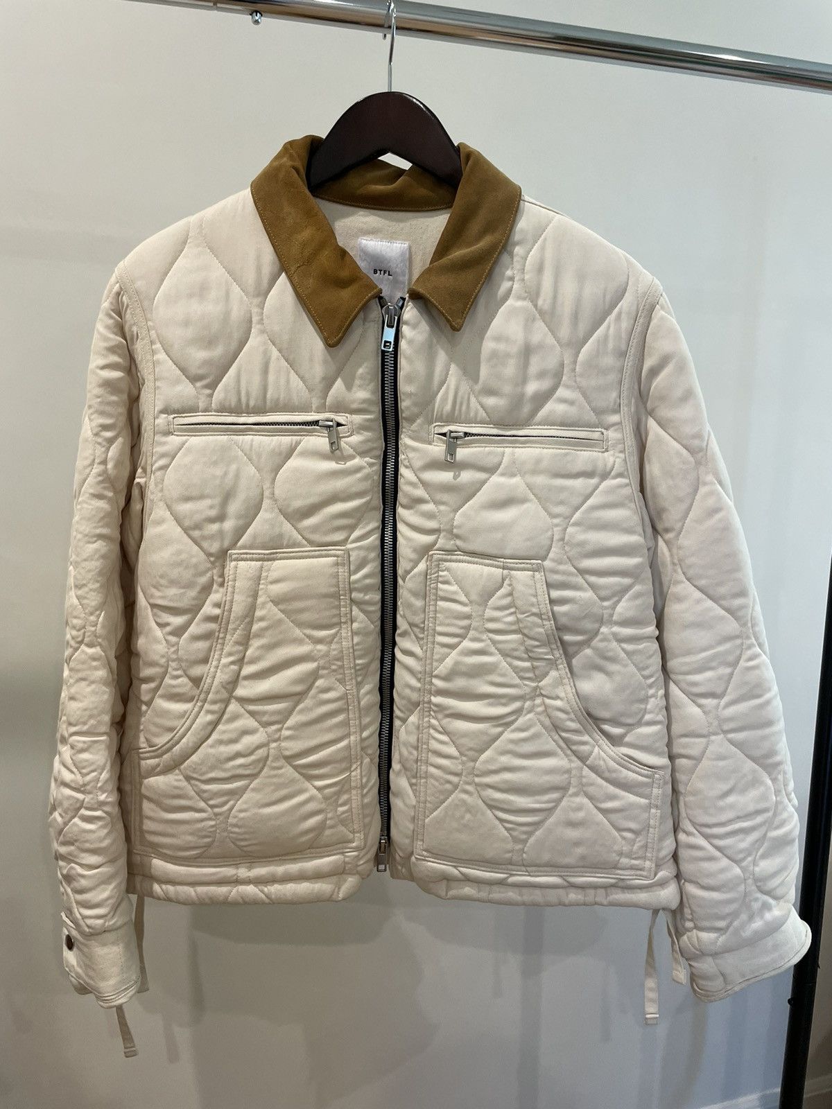 image of Btfl Studio Quilted Jacket in Offwhite, Men's (Size Medium)