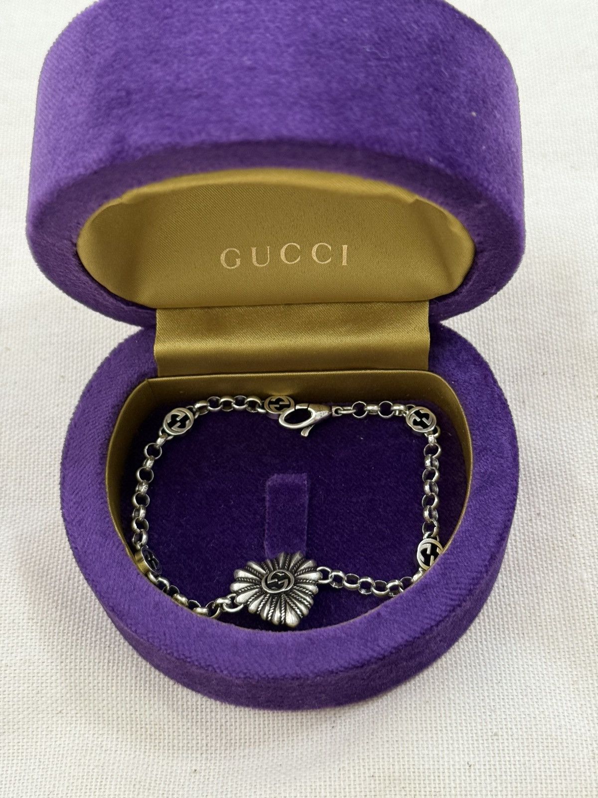 Gucci 925 Black Mother of Pearl Heart Bracelet 17/6.7”