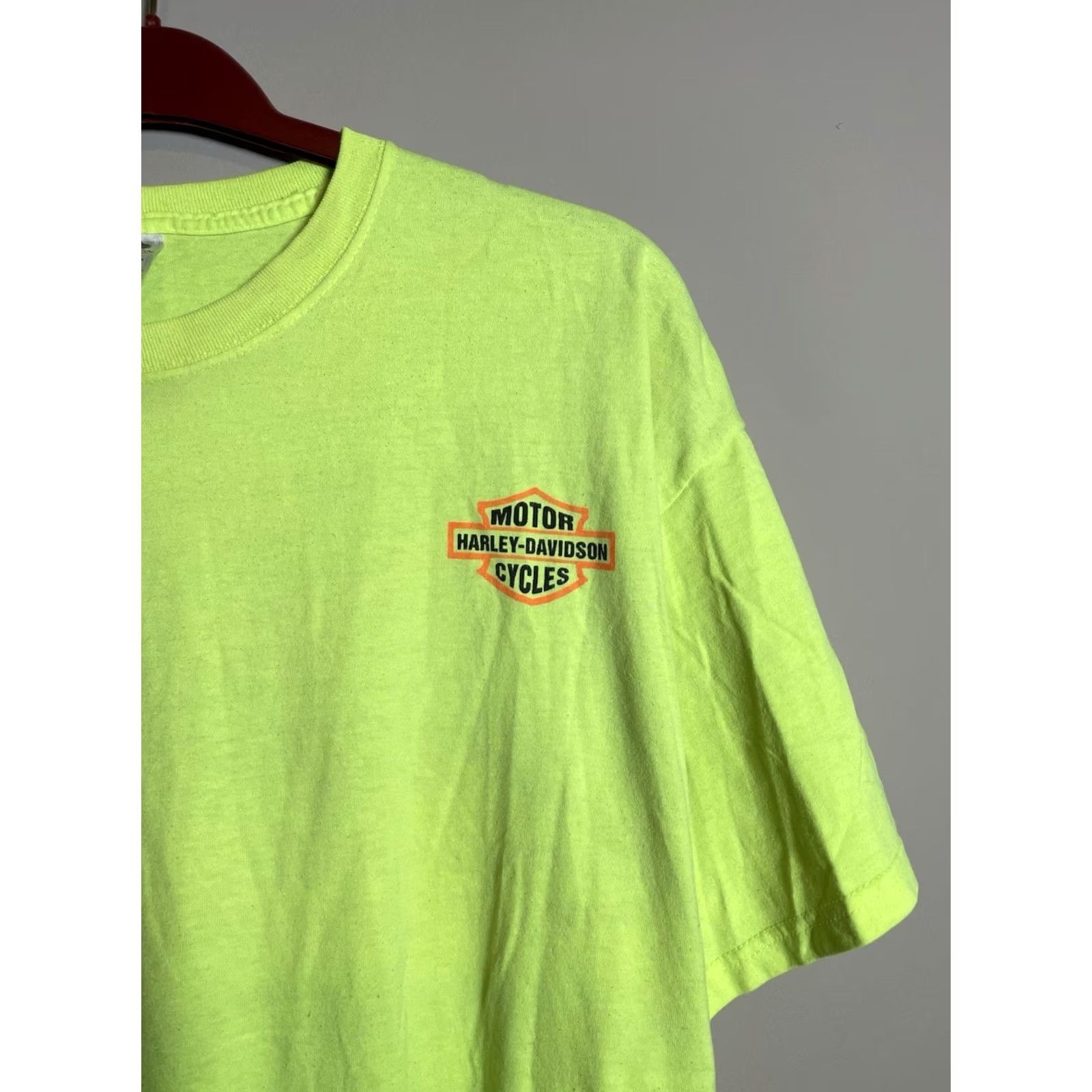 Fruit Of The Loom VINTAGE Harley Davidson Fruit of the Loom Shirt 2XL Men Green Crew Neck Short Sleeve T-Shirt 2003 Neon Size US XXL / EU 58 / 5 - 4 Thumbnail