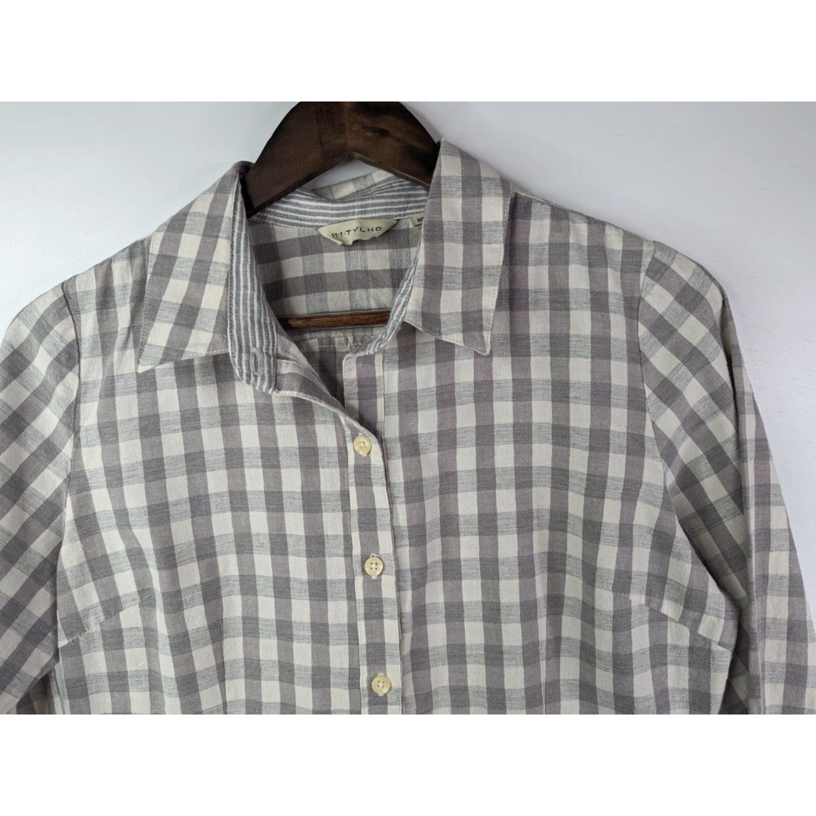 Anthropologie **Anthropologie Buffalo Check Peplum Button Down Top Medium Gray** User: Anthropologie Buffalo Check Peplum Button-Down Top Medium Gray Size M / US 6-8 / IT 42-44 - 2 Thumbnail