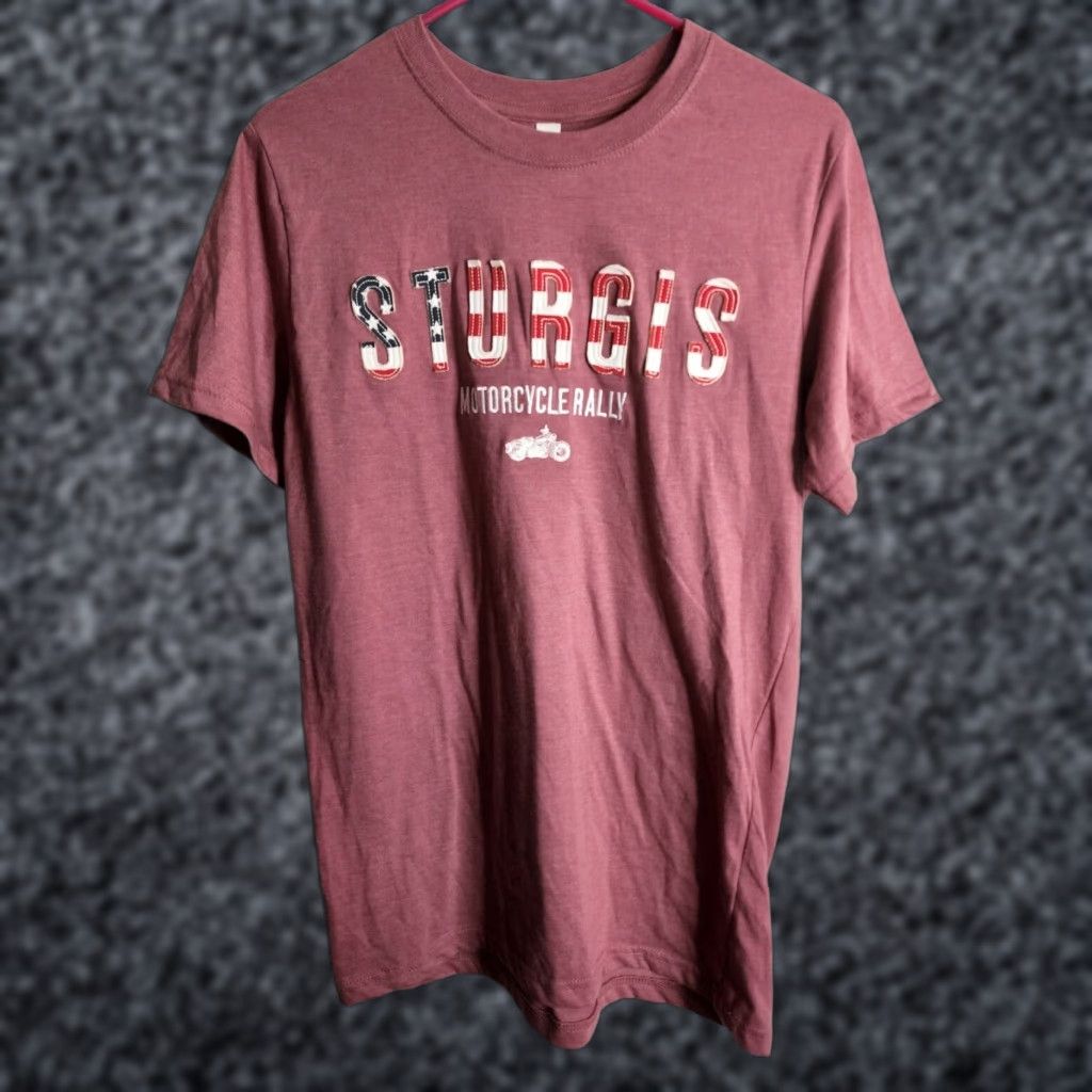 Vintage STURGIS Motorcycle Rally American Flag T-SHIRT Adult M Heathered Red Size US M / EU 48-50 / 2 - 1 Thumbnail