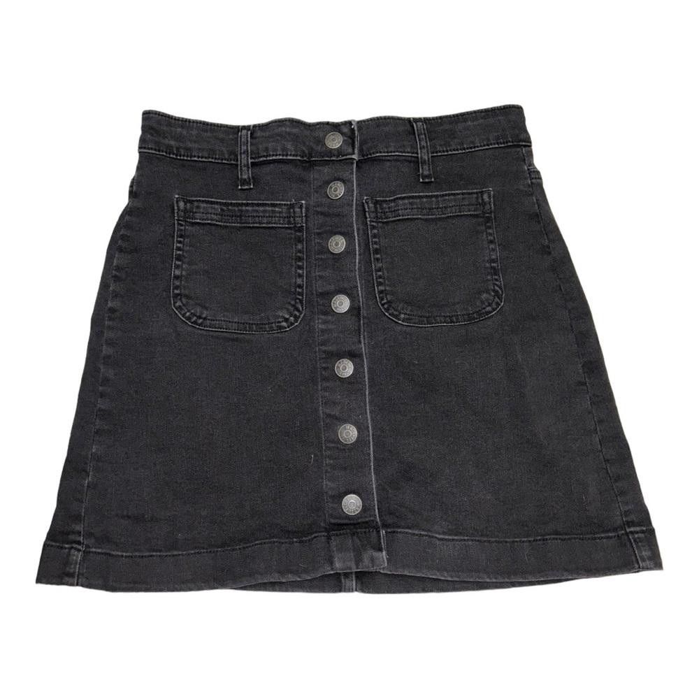Madewell Madewell l Black Denim Front Button Aline Mini Skirt Size 26 Size 26" / US 2 / IT 38 - 2 Thumbnail