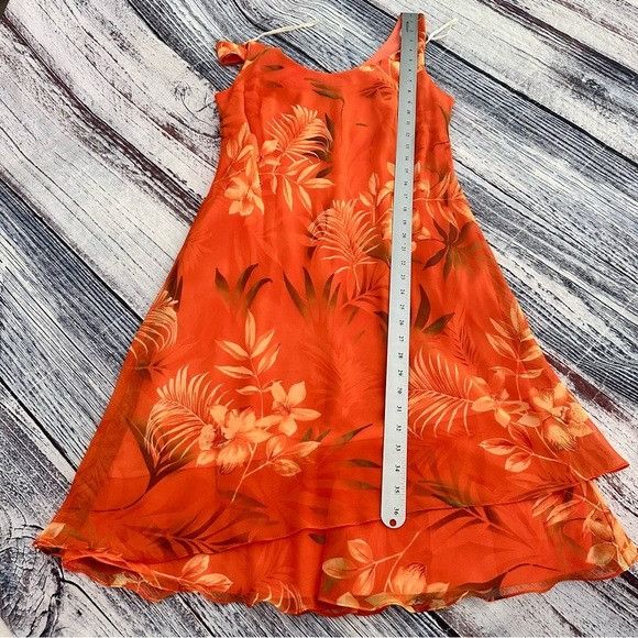 Vintage Vintage 90’s “Scarlett” Tropical Orange Sleeveless Dress Size XL / US 12-14 / IT 48-50 - 8 Thumbnail