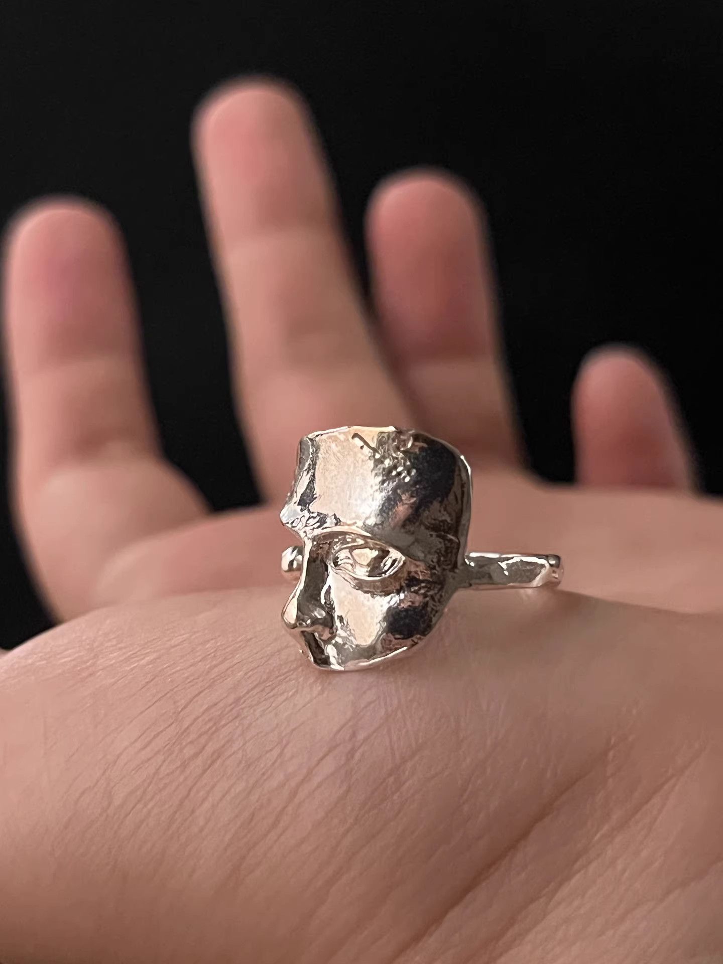 VIBE Chrome Human Silver Ring Vintage Rings🔥🔥🔥 Size ONE SIZE - 1 Thumbnail