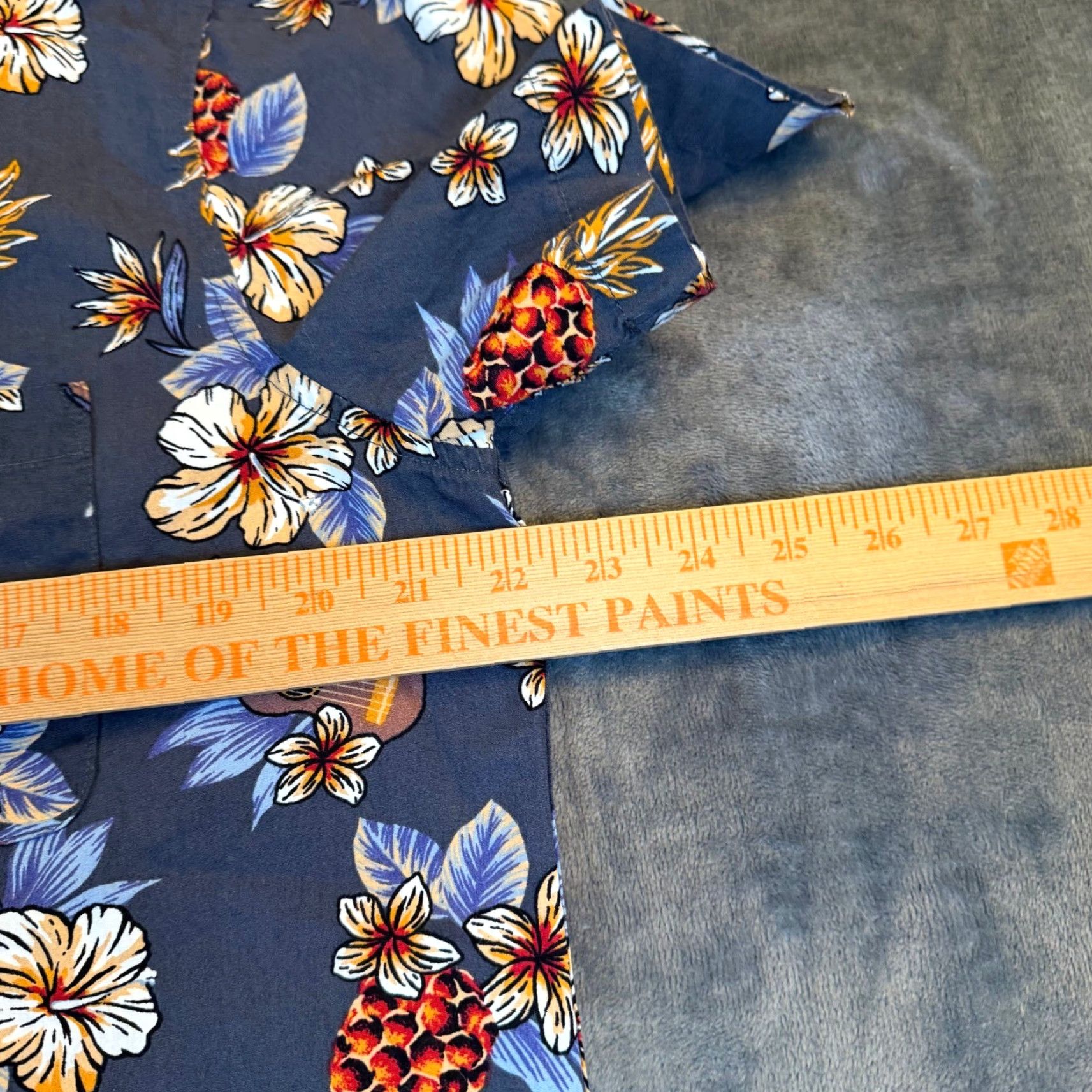 Vintage VINTAGE 28 Palms Hawaiian Shirt Mens M Navy Blue Floral Pineapple Ukulele Cotton Shirt Size US M / EU 48-50 / 2 - 6 Thumbnail