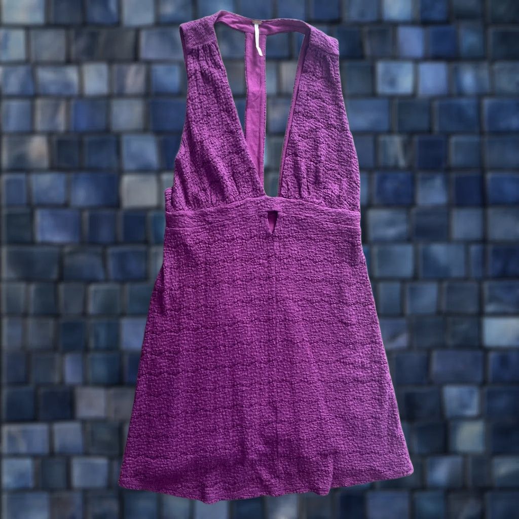 Free People Free People Amelia Jacquard Mini Dress Womens M Dark Pink V-Neck Sleeveless Pullover Short Beach Bohemian Summer Spring Fashion Dress Size M / US 6-8 / IT 42-44 - 1 Thumbnail