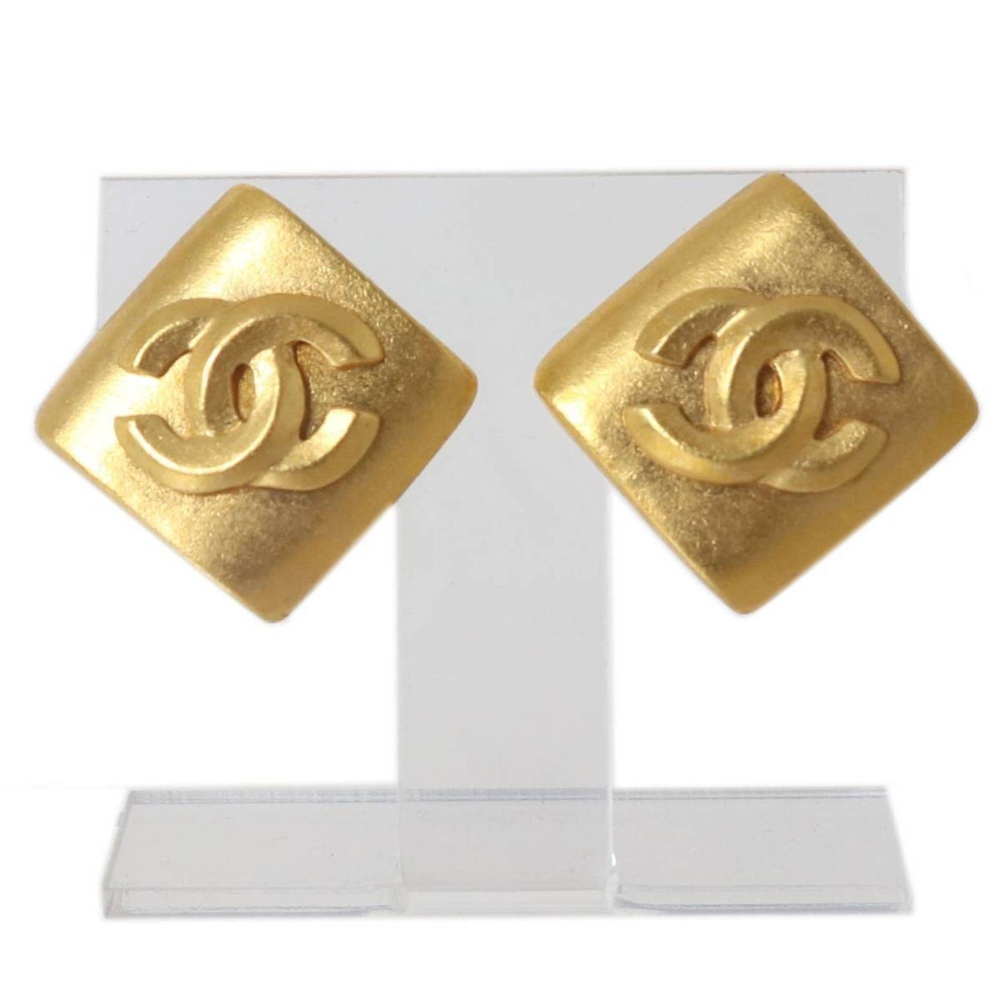 Chanel CHANEL Coco Mark Square Earrings, Gold, 96P, Total Length: H2.5 x W2.5cm, Weight: 6.1g (each), 6.5g (each) Size ONE SIZE - 1 Thumbnail