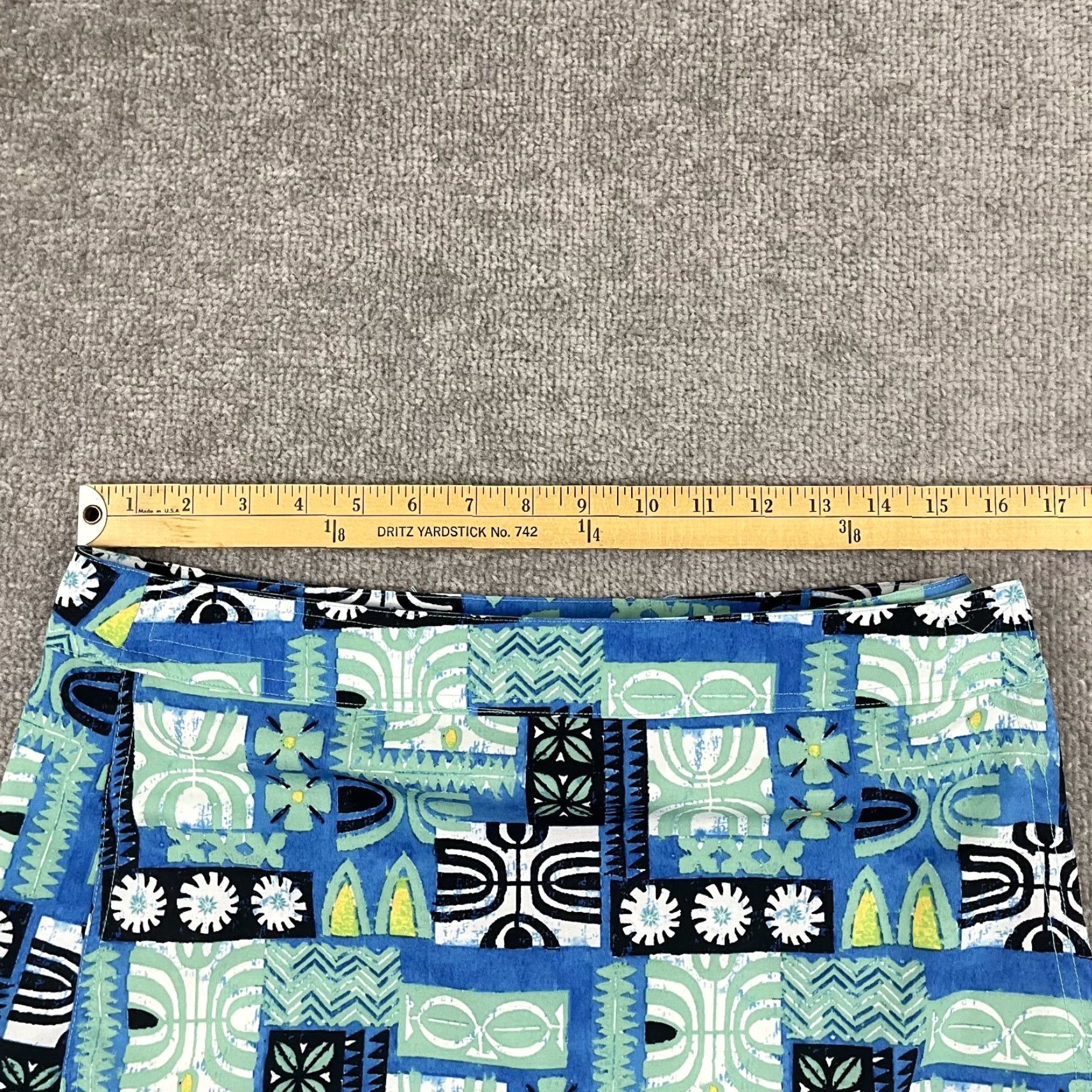 Vintage RipSkirt Hawaii Wrap Skirt Womens Medium Adjustable Waist Blue Green Geometric Beach Wrap Size 32" / US 10 / IT 46 - 4 Thumbnail
