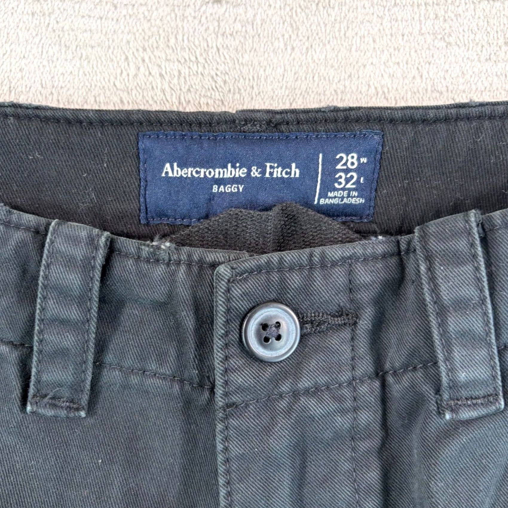 Abercrombie & Fitch Abercrombie & Fitch Cargo Pants Black Men 30x31 Baggy Relaxed Cotton Flat Front 31in Inseam Retro Grunge Style Size US 30 / EU 46 - 2 Thumbnail