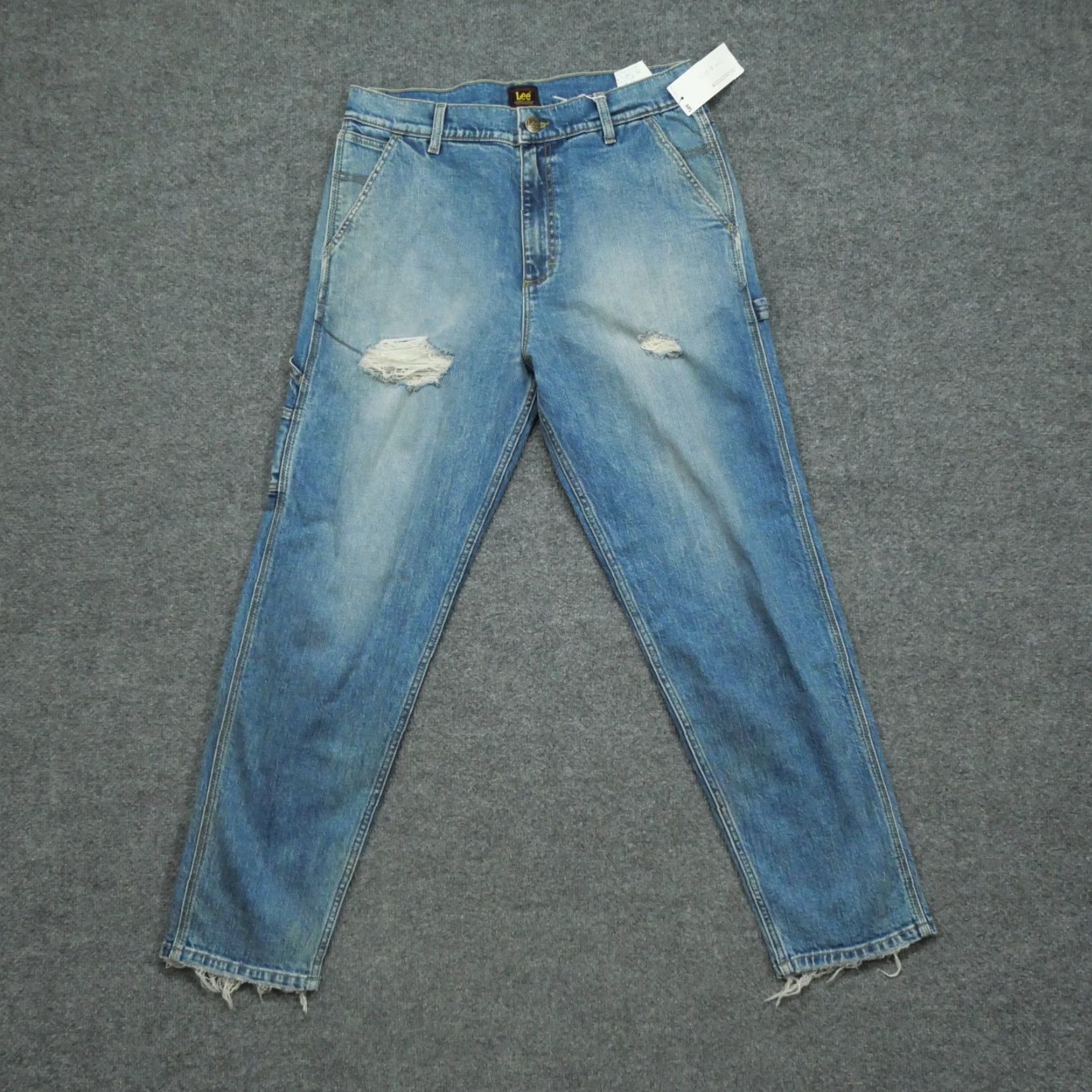 Lee Lee Jeans Mens 32x30 Blue Distressed Baggy Slouch Tapered Motorcycle Size US 32 / EU 48 - 2 Thumbnail