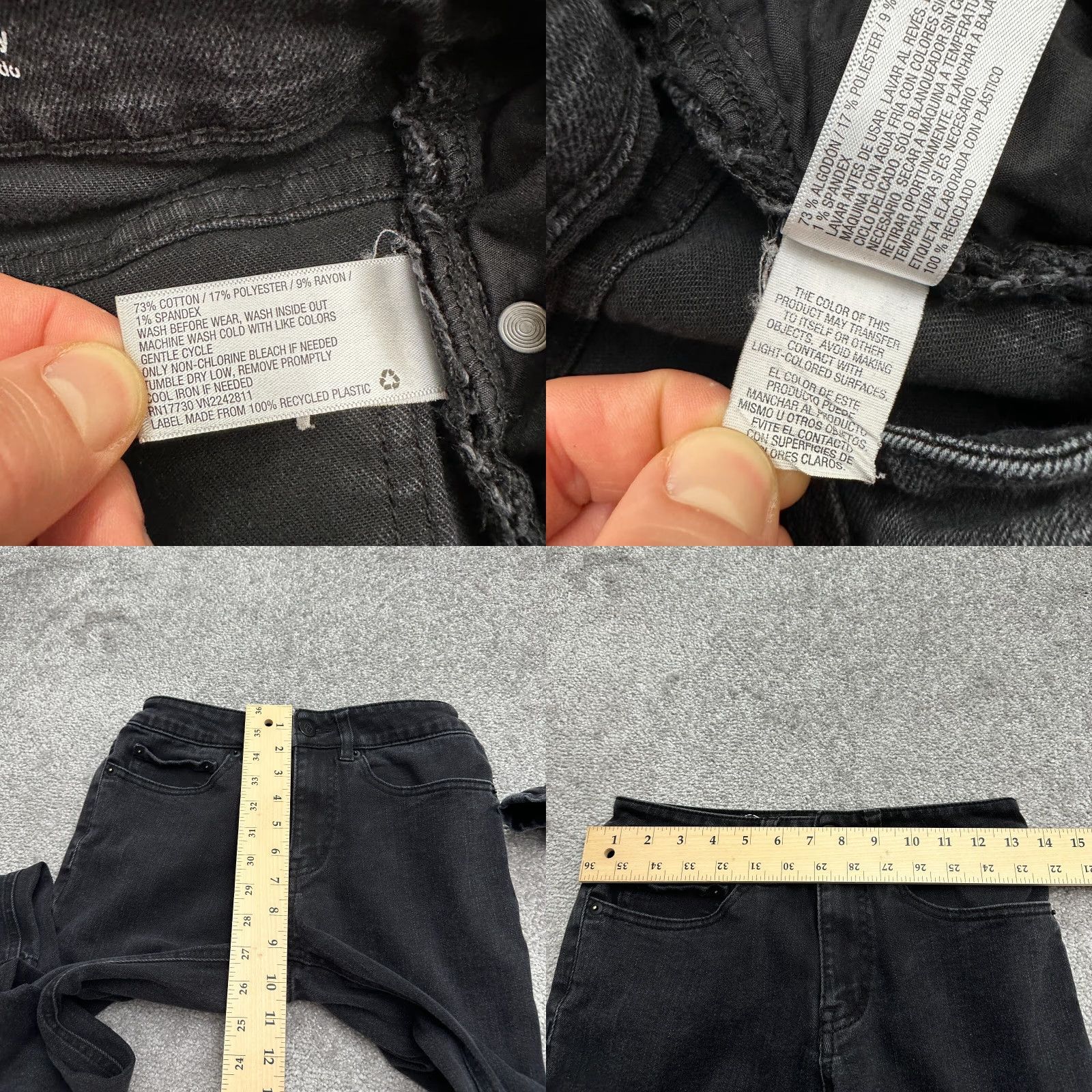 Vintage Original Use Jeans Women Skinny 26 Black Mid Rise Dark Wash 30in Inseam Size 26" / US 2 / IT 38 - 8 Thumbnail