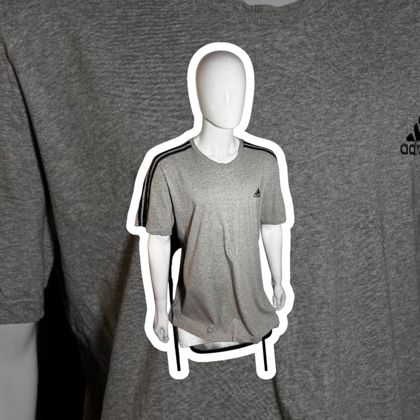 Adidas Adidas Grey Athletic T-Shirt with Black Stripes Size US XL / EU 56 / 4 - 1 Thumbnail
