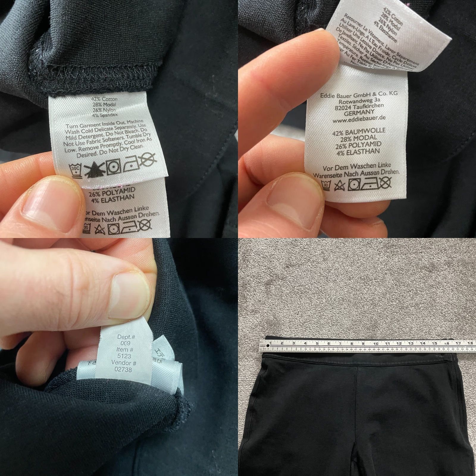 Eddie Bauer EDDIE BAUER Leggings Womens 10 Black Solid Zip Stretch Active 34x29 Size 32" / US 10 / IT 46 - 8 Thumbnail