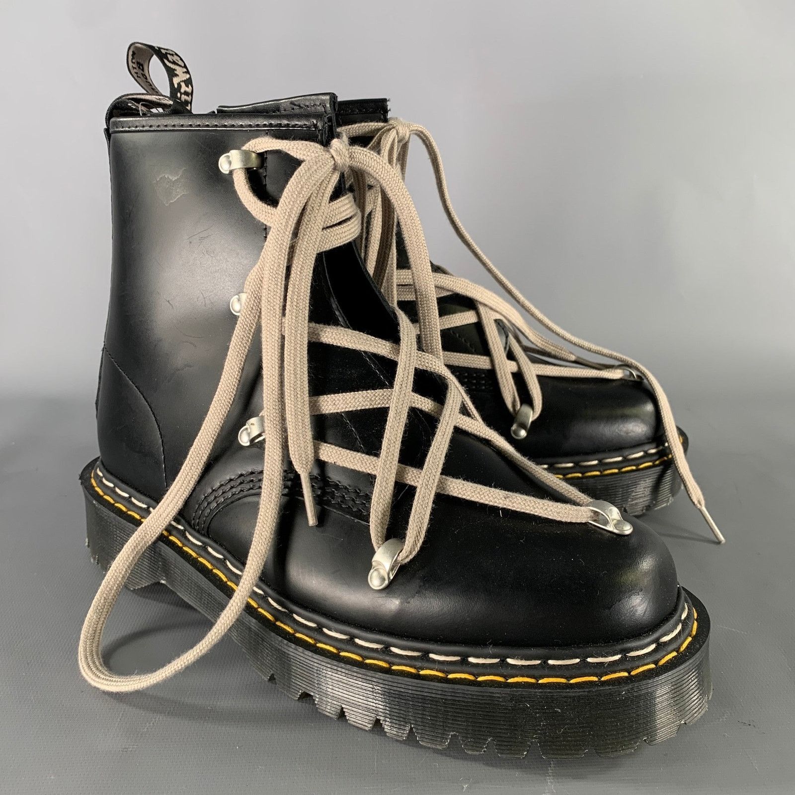 Dr. Martens DOC MARTENS Size 9 Black Yellow Solid Leather Boots Size US 9 / EU 42 - 1 Thumbnail
