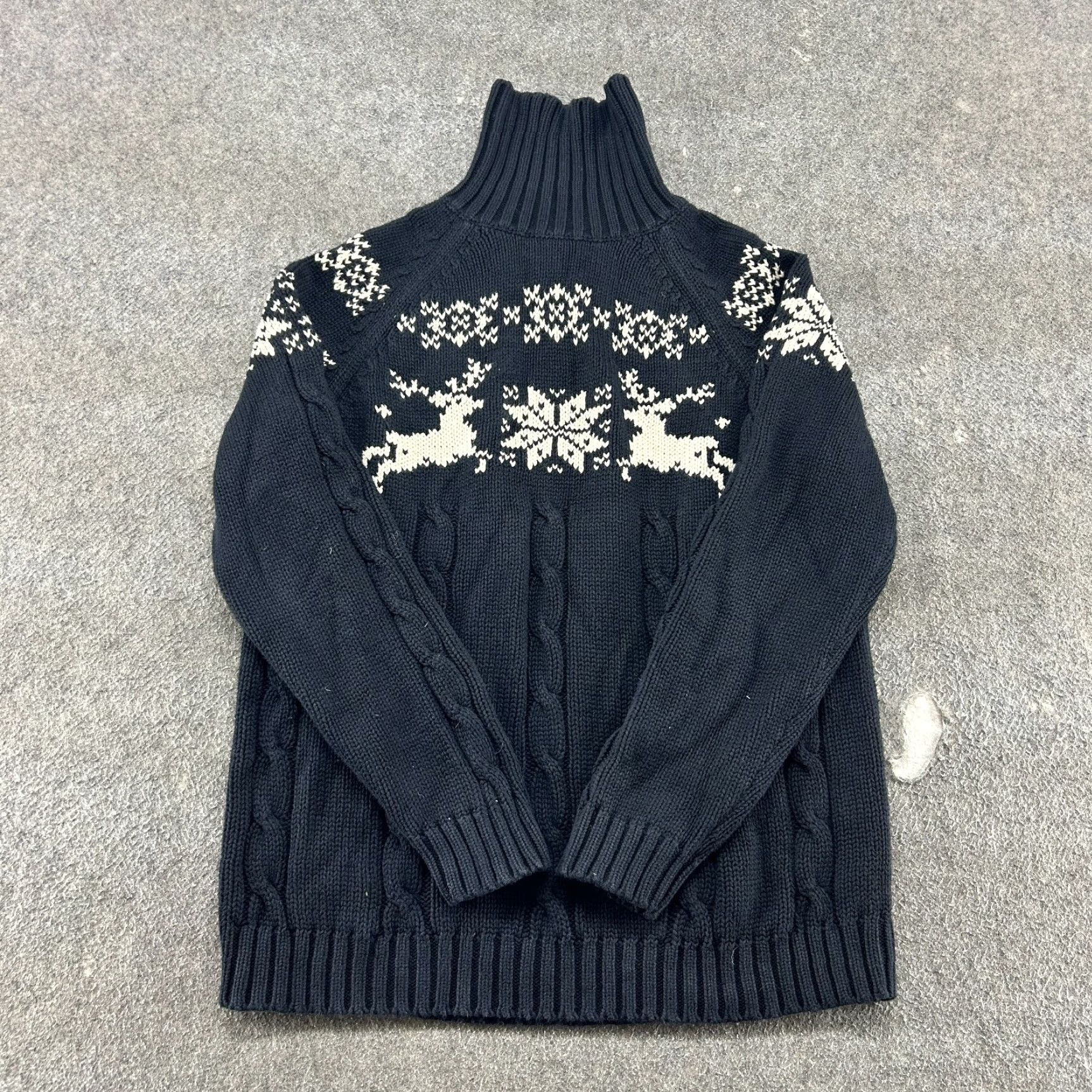 Lands' End Lands' End Sweater Womens L Black Pullover Cotton Turtleneck Long Sleeve Fair Isle Knit 90s Aztec Button Pullover Winter Size L / US 10 / IT 46 - 2 Thumbnail