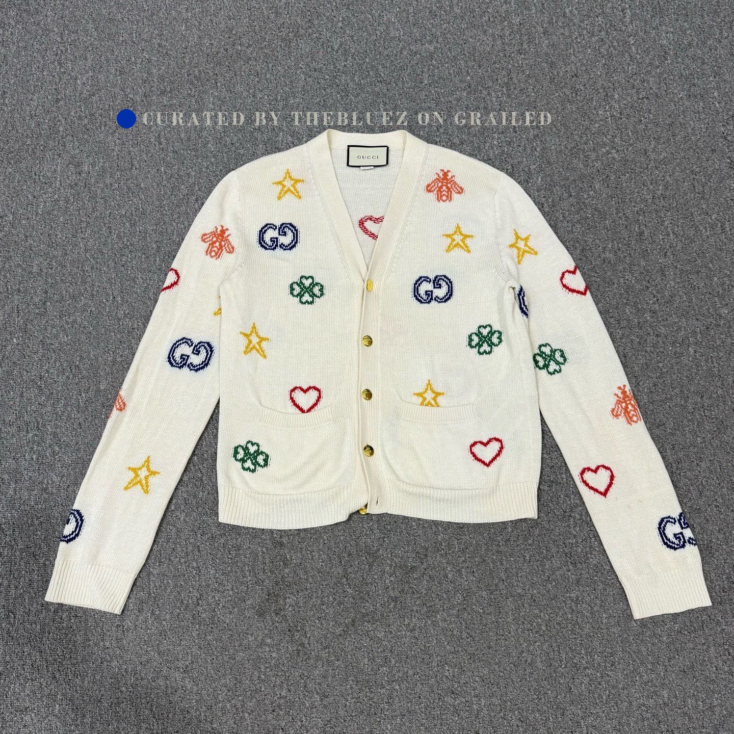 Gucci Gucci Embroidered White Knit Top Size S / US 4 / IT 40 - 1 Thumbnail
