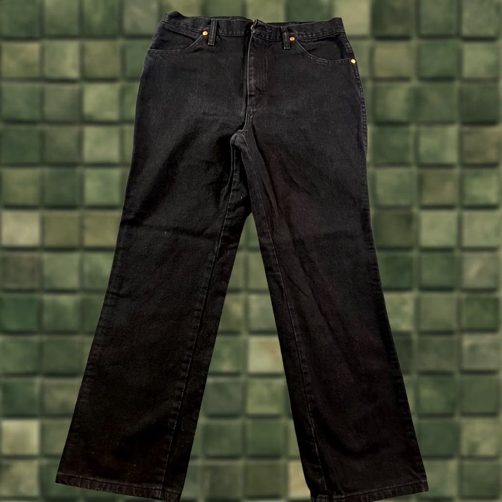 Wrangler Wrangler Cowboy Bootcut Jeans Mens 34x30 Black Denim 100% Cotton Slim Fit Jeans Size US 34 / EU 50 - 1 Thumbnail