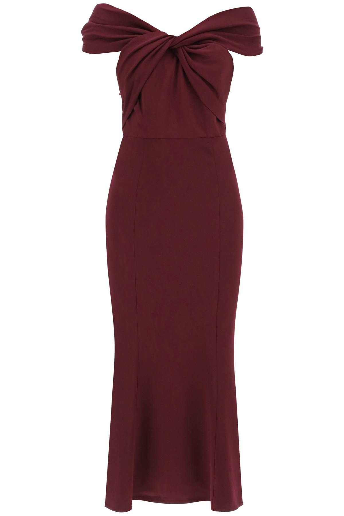 image of Roland Mouret Stretch Cady Midi Dress With Twisted Detail in Viola, Women's (Size Medium)