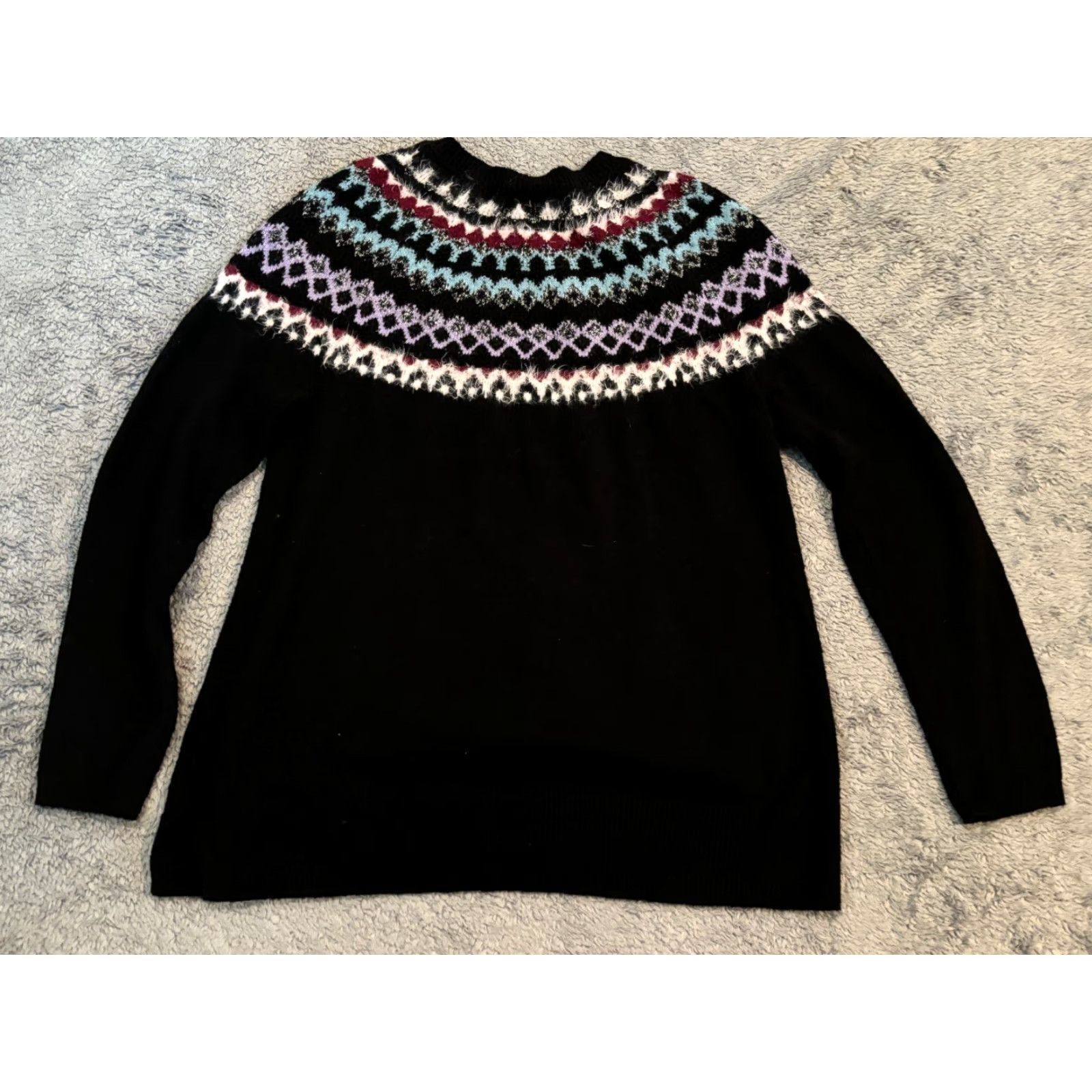 J. Jill J Jill Sweater Womens Small Black Pattern Stripes Pullover Crewneck S Black Knit Crew Neck Pullover Womens - Size S / US 4 / IT 40 - 5 Thumbnail