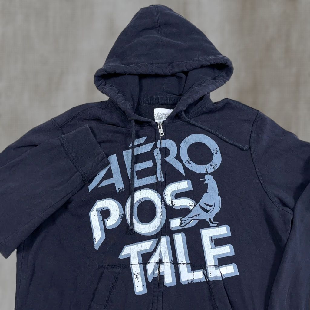 Aeropostale VINTAGE Aeropostale Hoodie Men 2XL Black Full Zip Logo Hooded Sweatshirt 00s Size US XXL / EU 58 / 5 - 1 Thumbnail