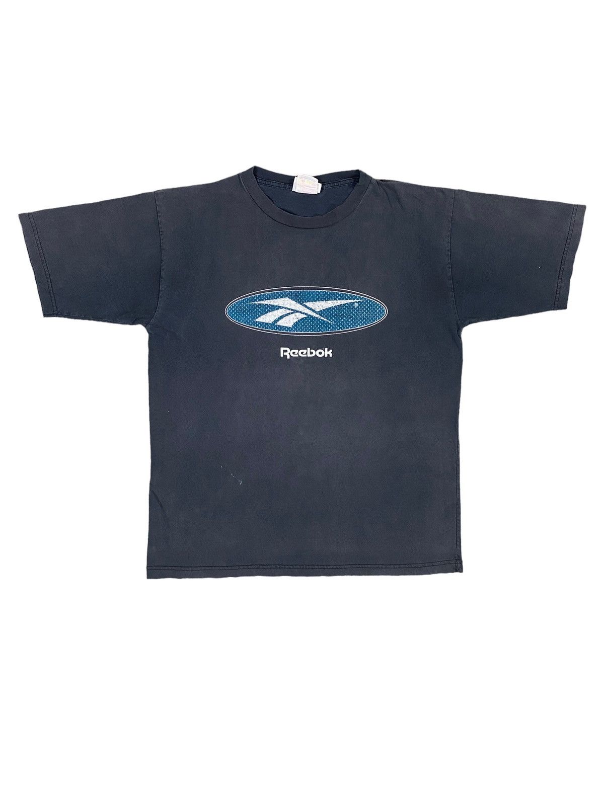 Reebok × Streetwear × Vintage Vintage 90s Reebok Blue Logo Faded Black ...
