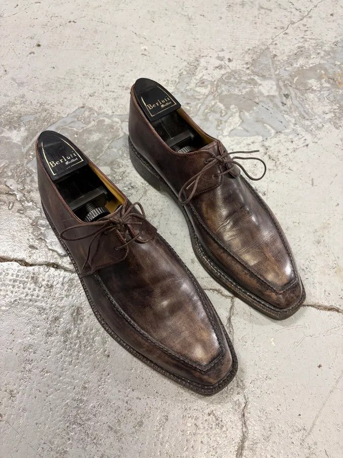 Berluti 2000s Berluti Brown Eroded Leather Derby Shoes Size US 9 / EU 42 - 4 Thumbnail
