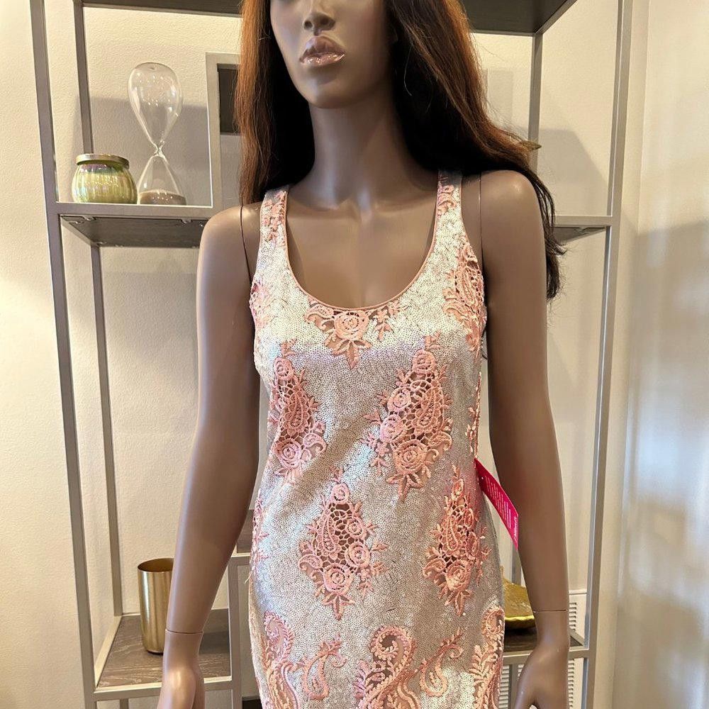 Designer Belle Badgley Mischka Nadine Sequin Sleeveless Shift Dress Size XS / US 0-2 / IT 36-38 - 2 Thumbnail