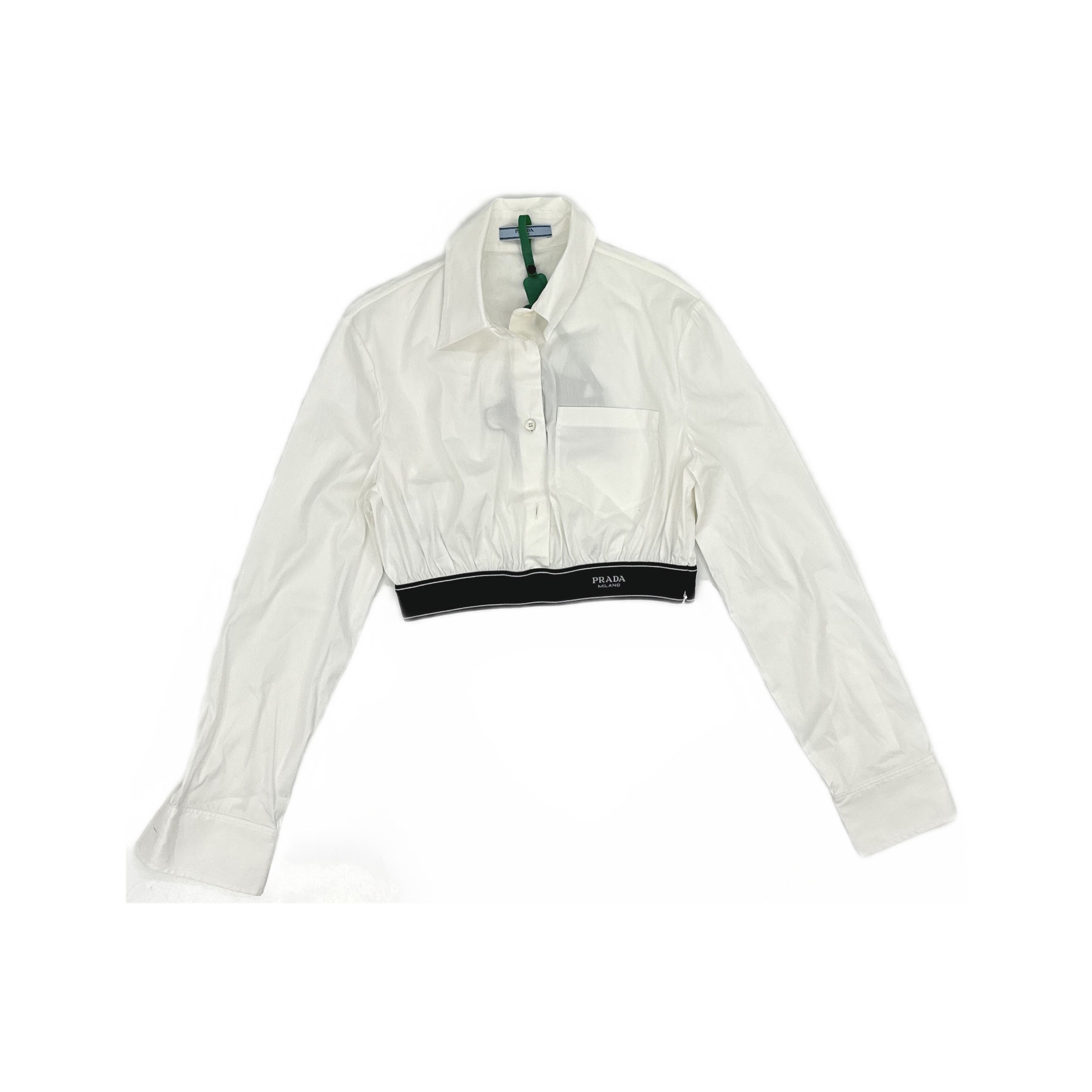 Prada Prada Logo Elastic Hem Button Up Shirt Size 40 Size S / US 4 / IT 40 - 1 Thumbnail