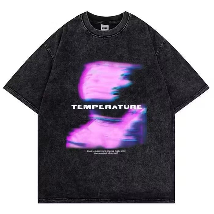 image of Heat Design Printed Vintage T Shirt in Black, Men's (Size Medium)