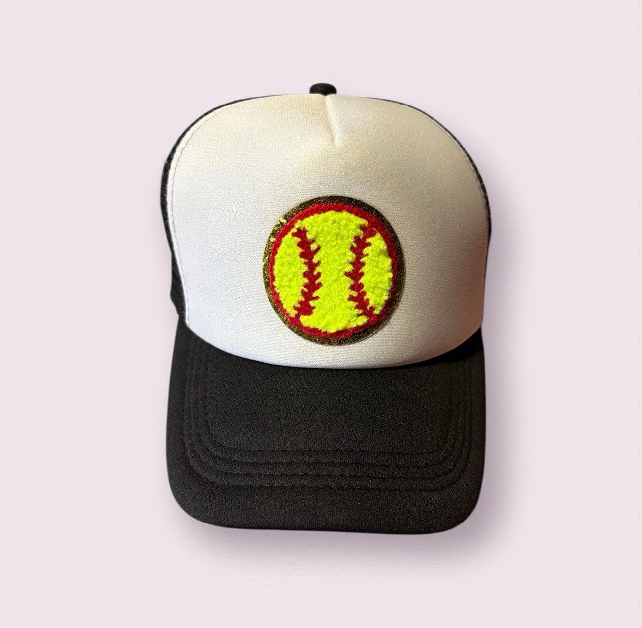 Vintage Women’s Yellow Softball Mesh Truckers Hat Cap Black Size ONE SIZE - 3 Thumbnail