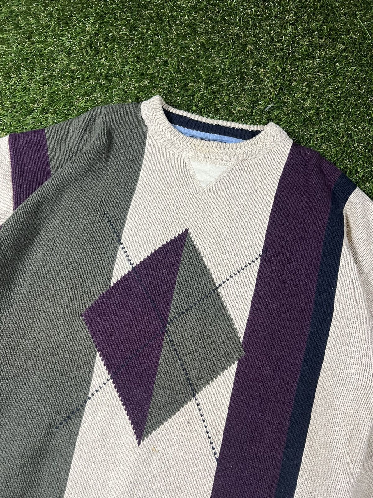 Vintage Vintage 90s Earth Tone Fall Winter Knit Golf Style Sweater Size US L / EU 52-54 / 3 - 2 Thumbnail