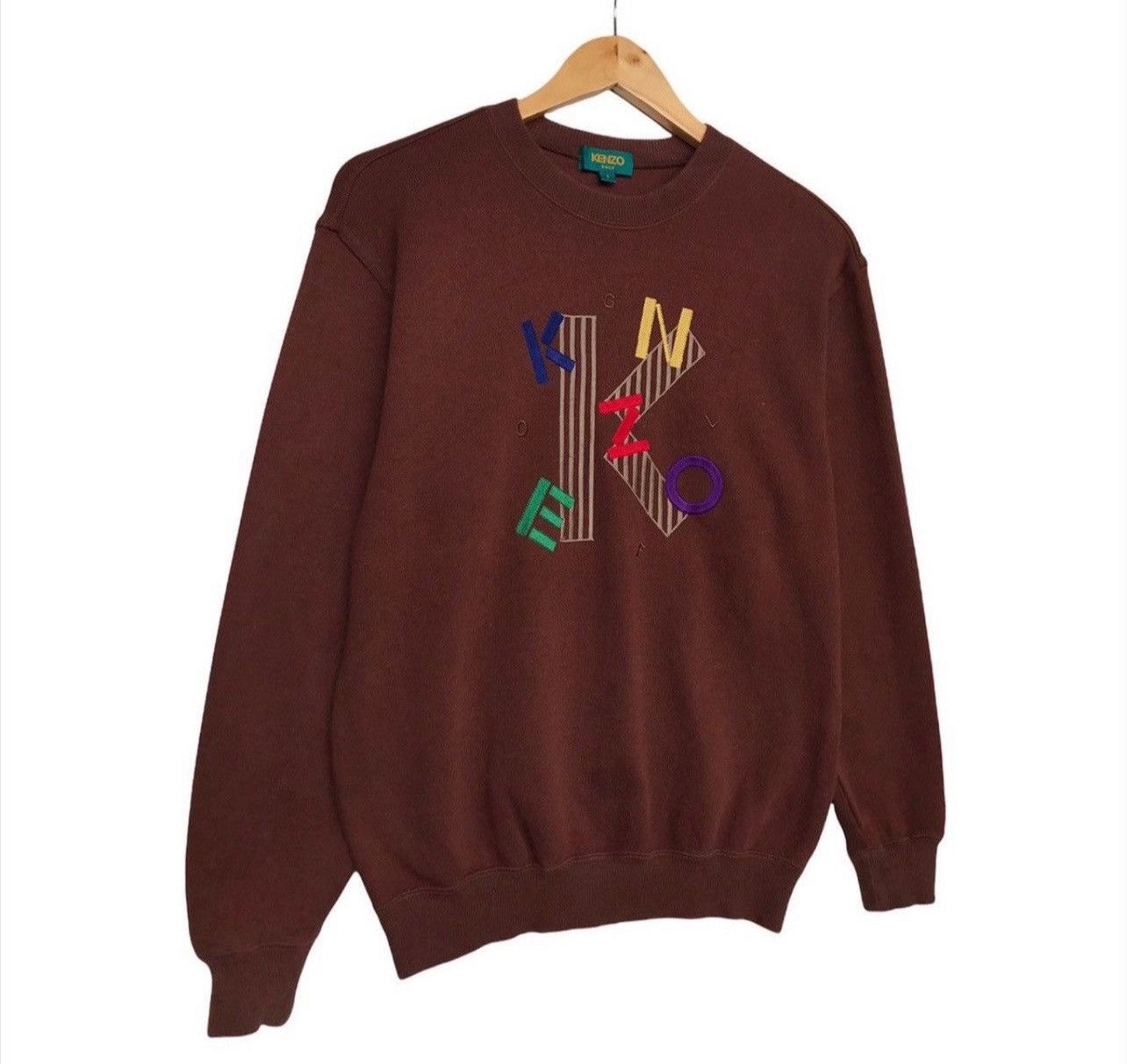 Japanese Brand × Kenzo Vintage Kenzo Embroidered Logo Brown Baggy Boxy Sweatshirt Size US S / EU 44-46 / 1 - 2 Thumbnail