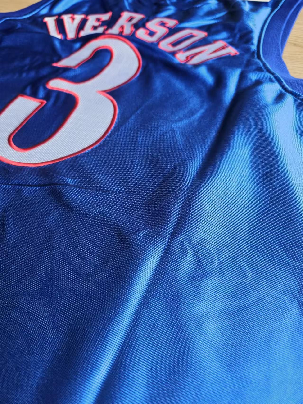 NBA 76ers #3 Allen Iverson Jersey Blue Double Stitched Size US M / EU 48-50 / 2 - 4 Thumbnail