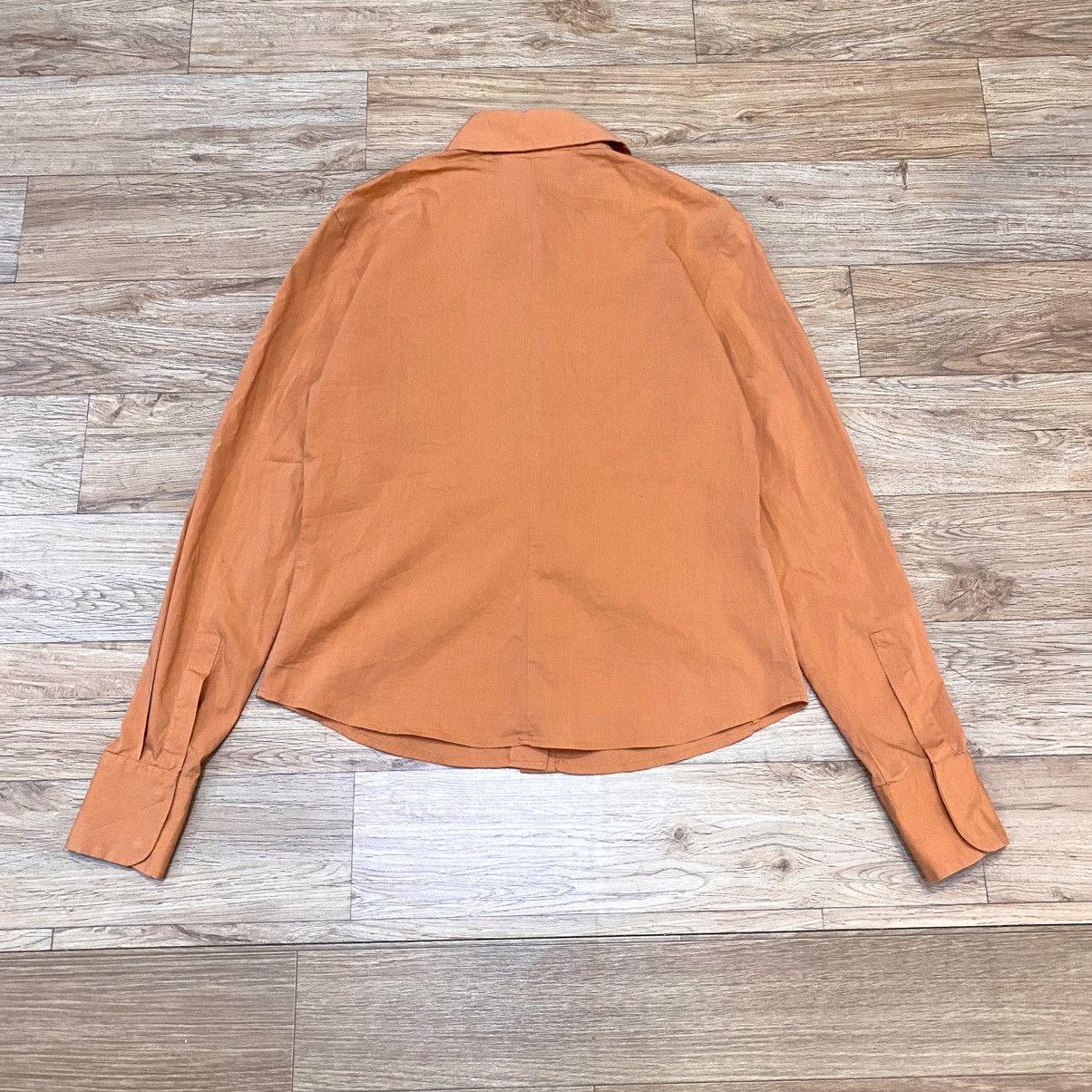 Max Mara S Max Mara Lycra luxury Style Orange Snap Button Up Bluses Size S / US 4 / IT 40 - 2 Thumbnail