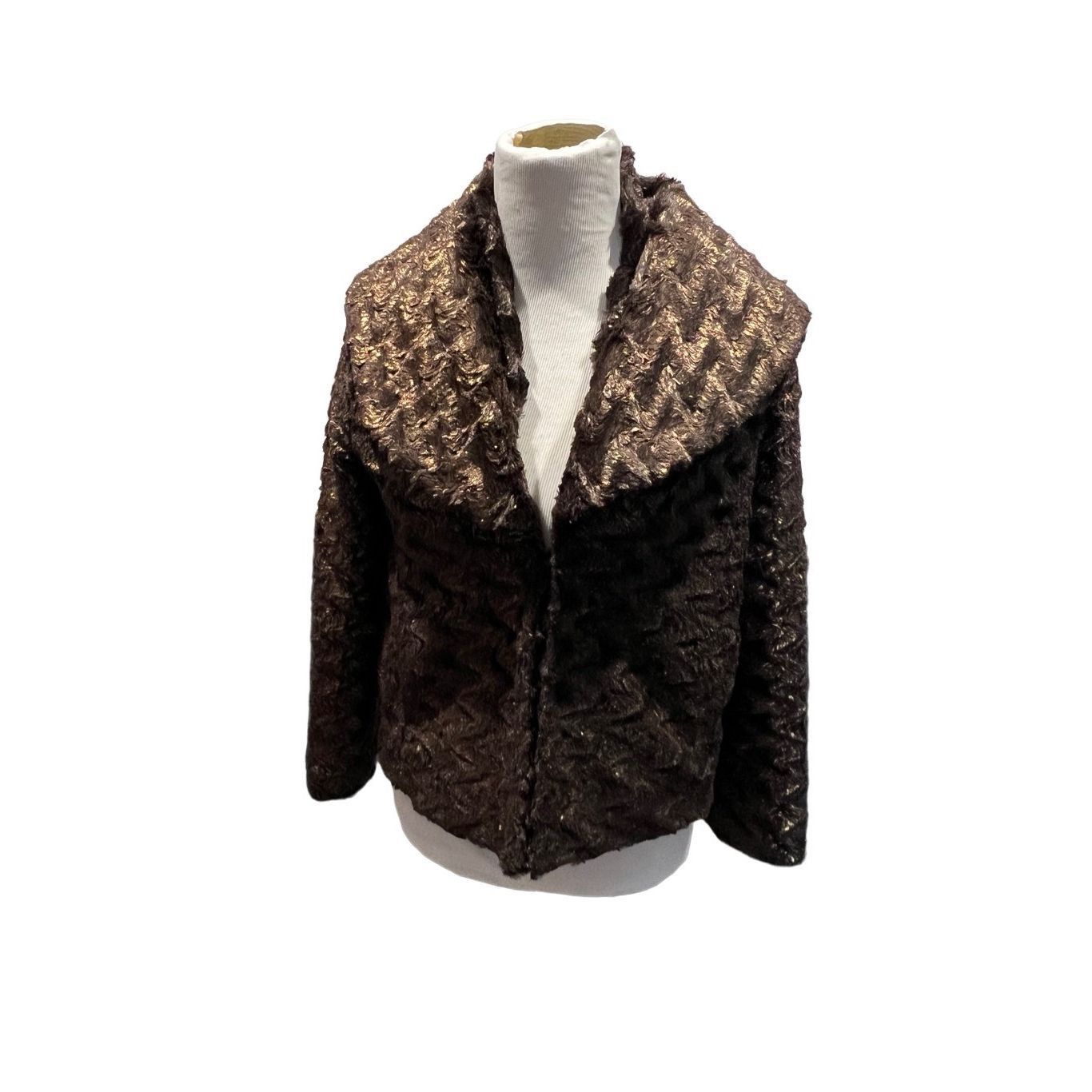 Alice + Olivia ALICE + OLIVIA Stacey Bendet Brown Copper Faux Fur Coat Jack Size S / US 4 / IT 40 - 2 Thumbnail