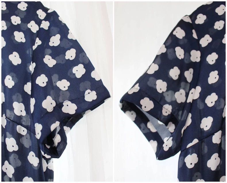 Comme des Garcons Comme Des Garcons Navy White Floral Cute Dress Size S / US 4 / IT 40 - 4 Thumbnail