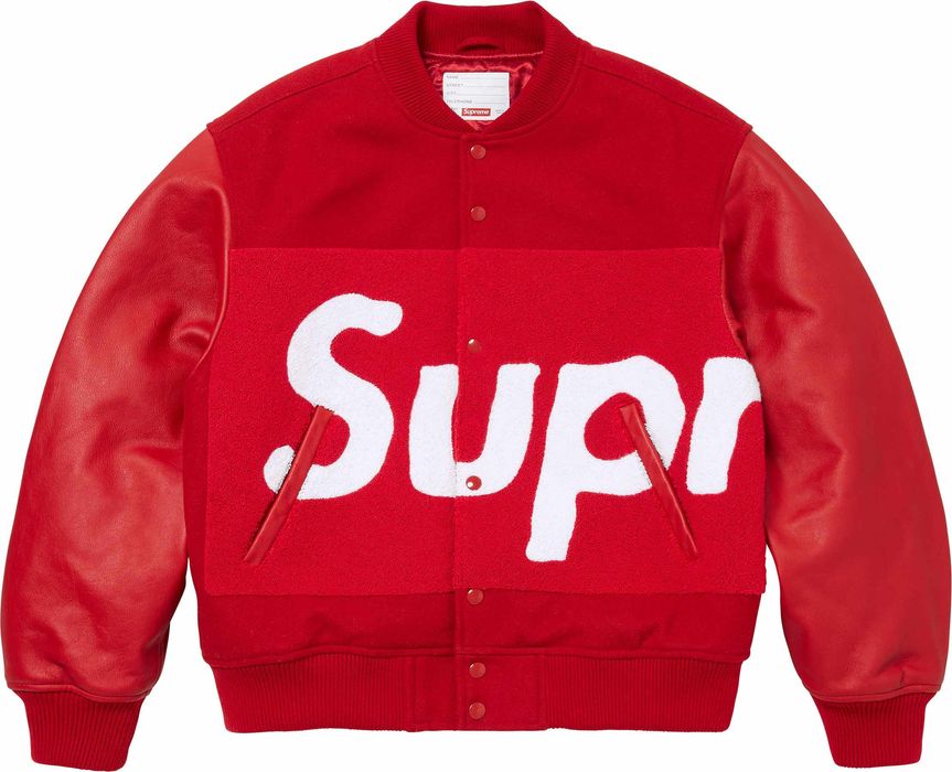 Supreme BIG LOGO CHENILLE VARSITY JACKET | Grailed