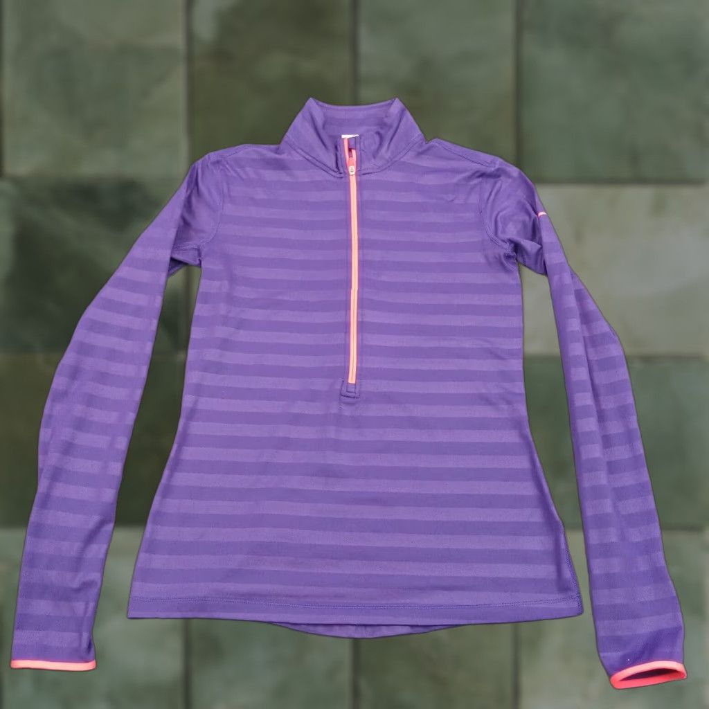 Nike Nike Womens Medium Purple Striped Sweater Long Sleeve Mock Neck Lightweight Size M / US 6-8 / IT 42-44 - 1 Thumbnail