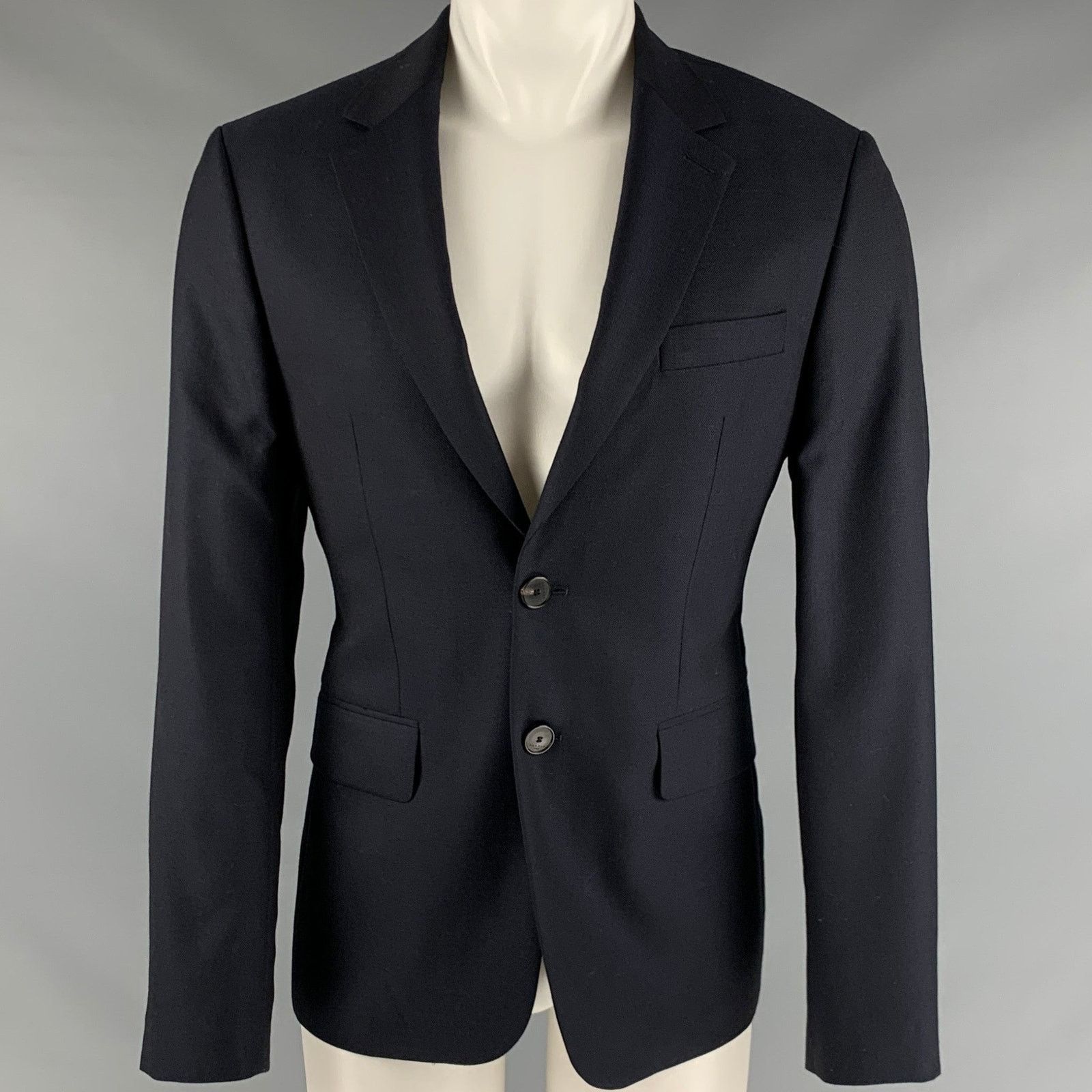 Sandro SANDRO Size 40 Navy Wool Notch Lapel Sport Coat Size 40R - 1 Thumbnail